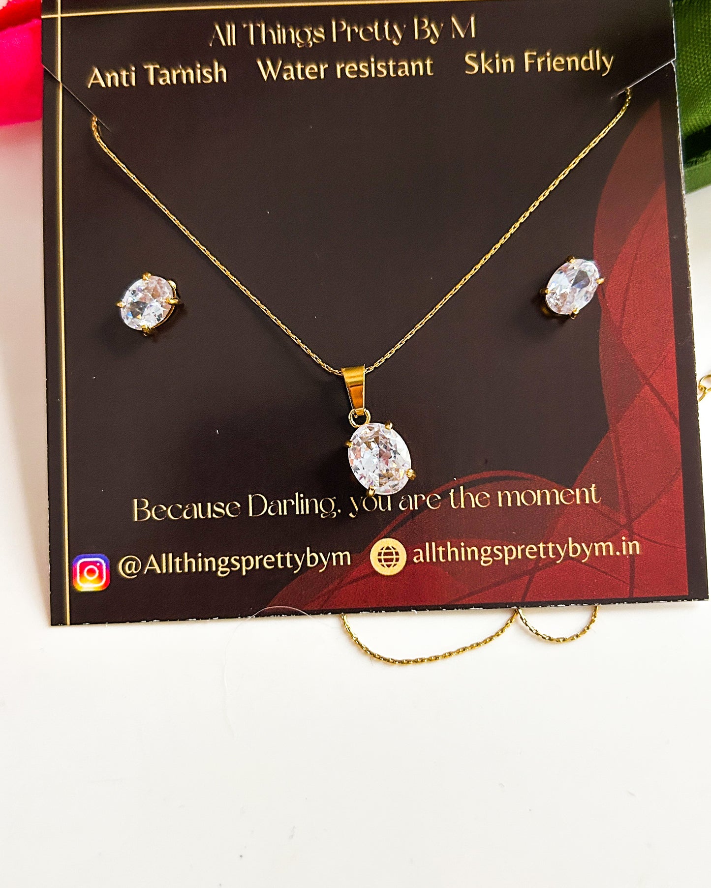 Oval stone combo ( necklace + earrings