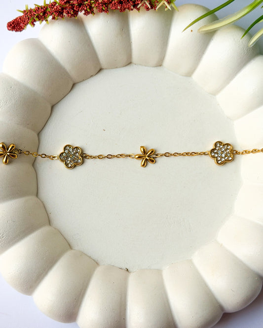 Studded flower chain bracelet