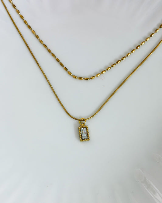 Layered white stone necklace