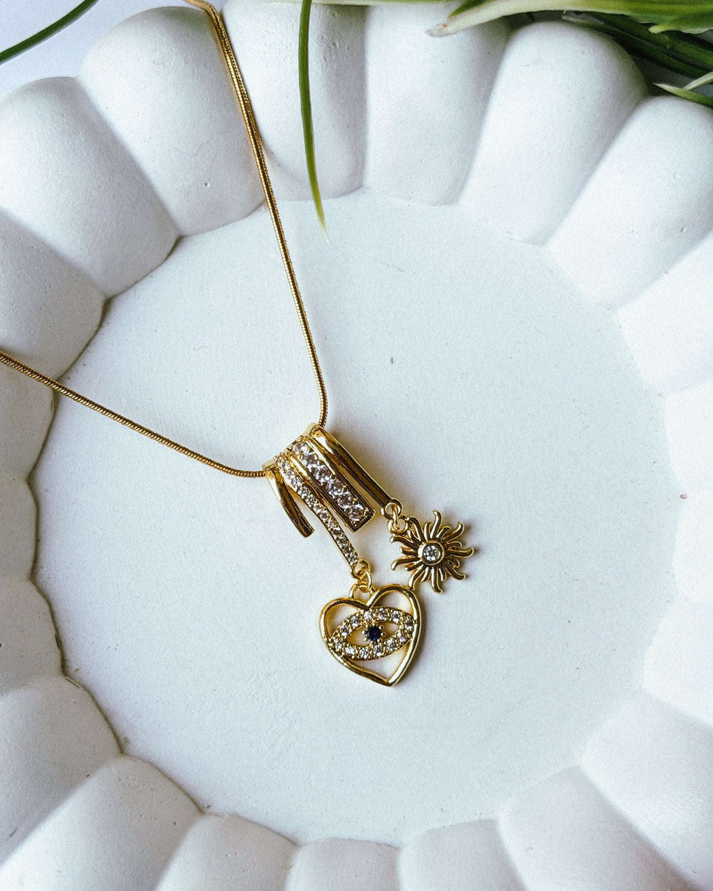 Heart evil eye charm necklace