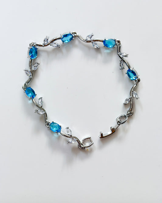 Aqua blue silver tulip bracelet