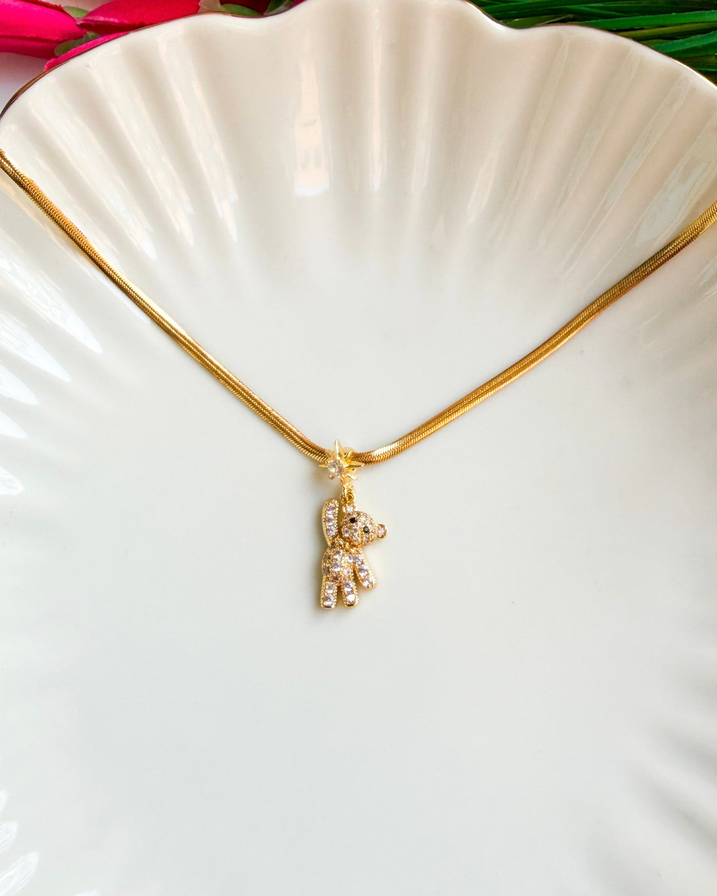 Hanging teddy Charm necklace