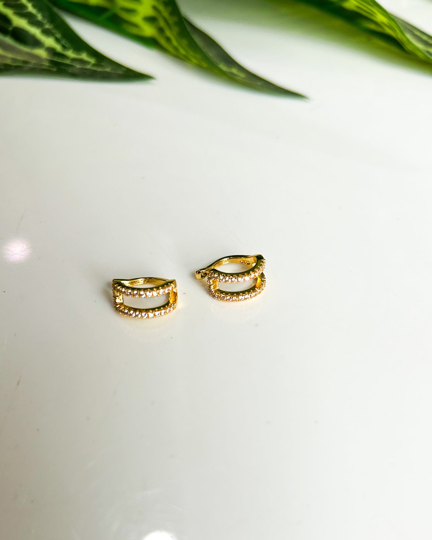 Layered round press on ear cuffs