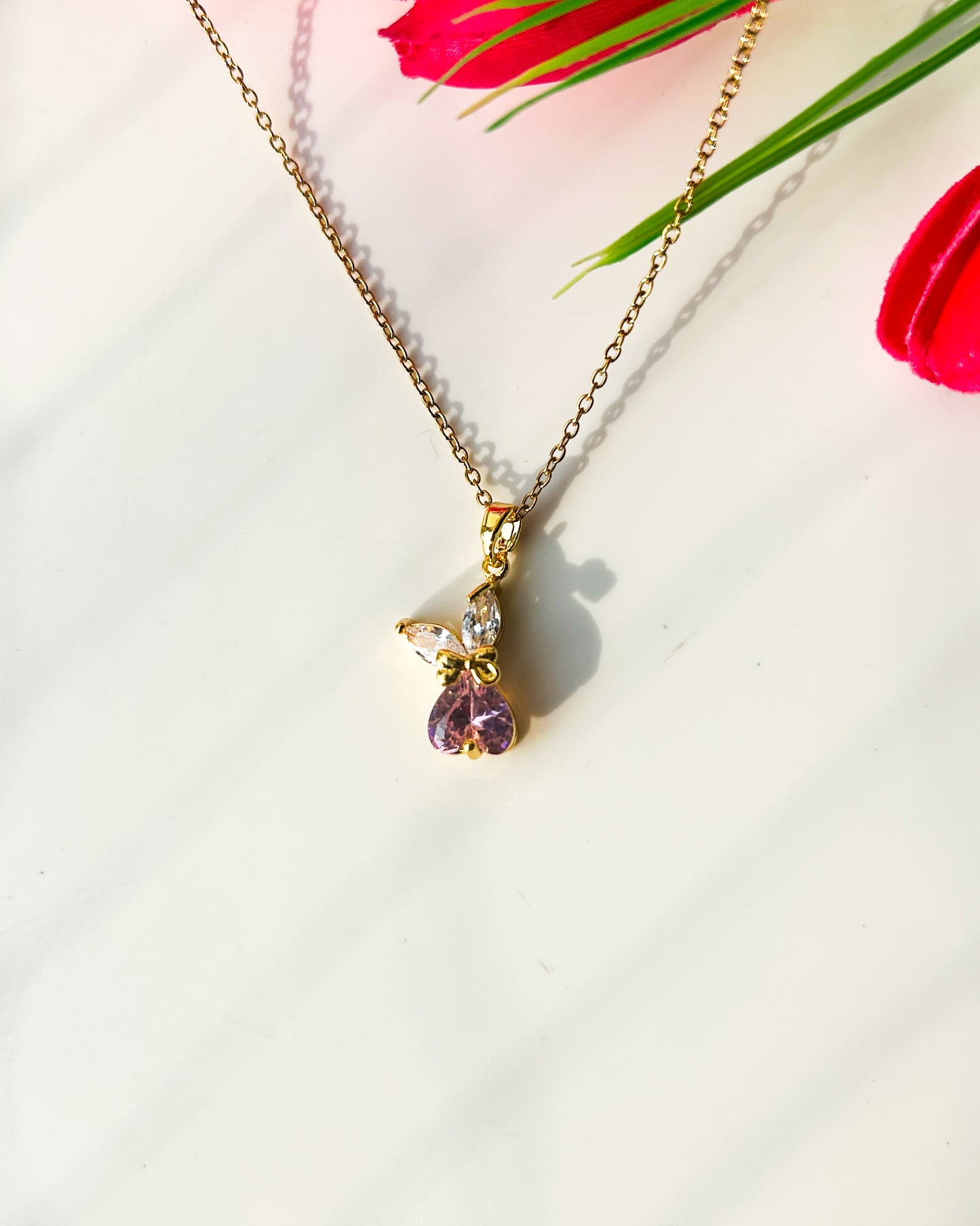 Cute heart bow Necklace