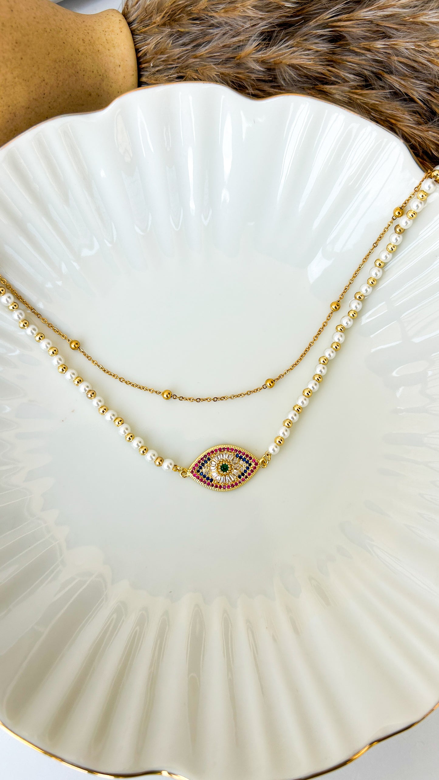 Evil eye layered chain
