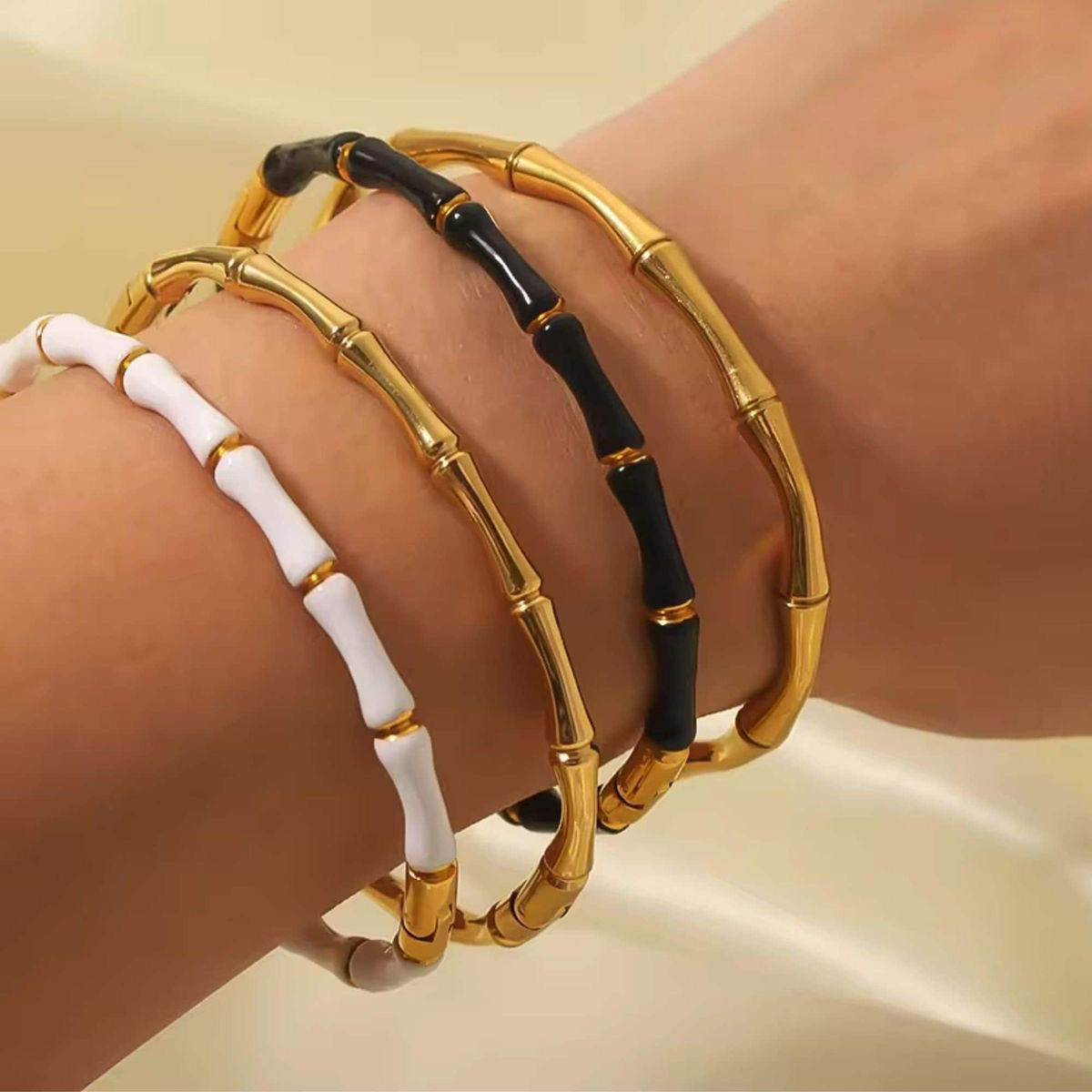Enamel bamboo bracelet