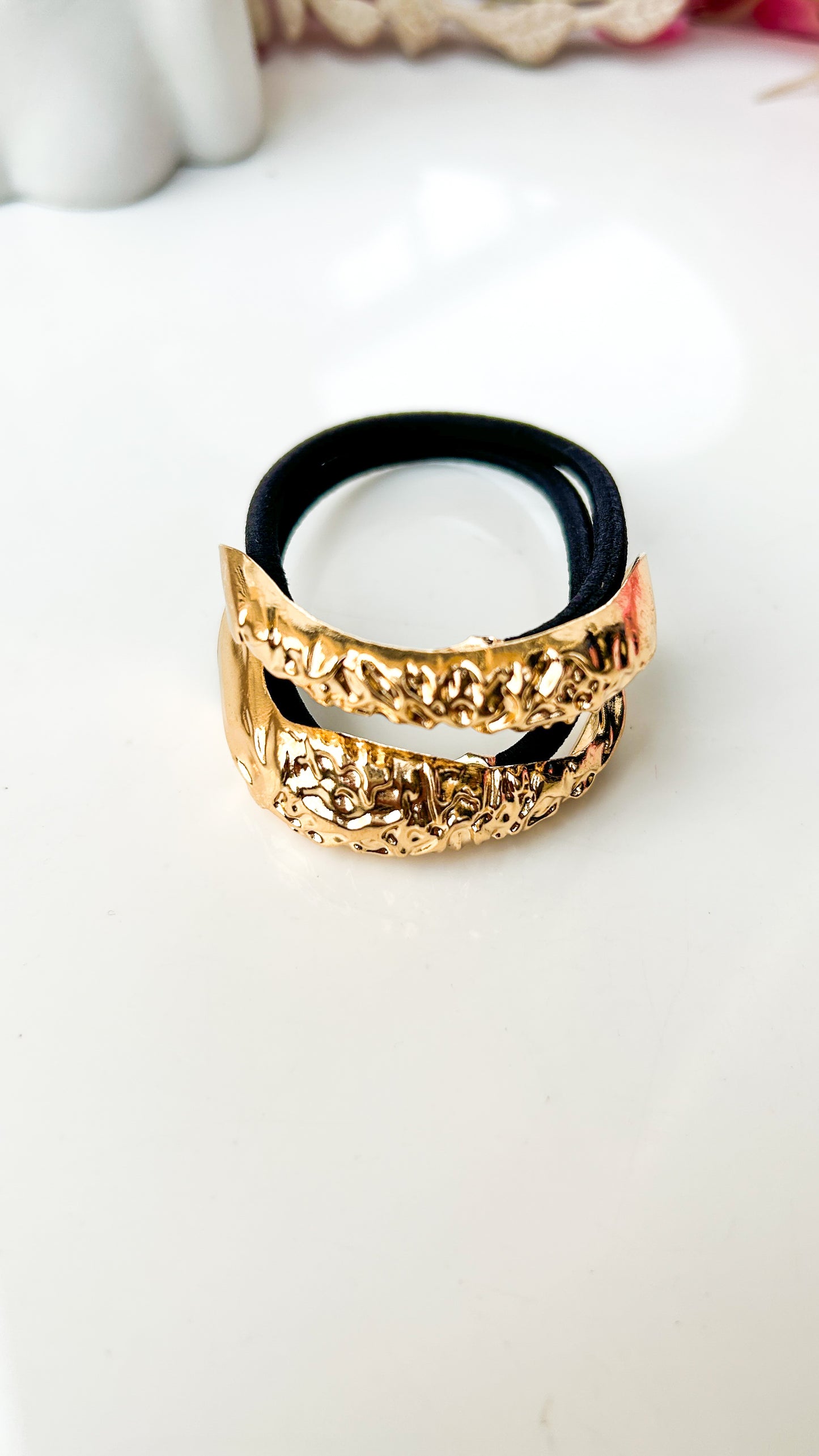 Hammered 2 layer pony cuff