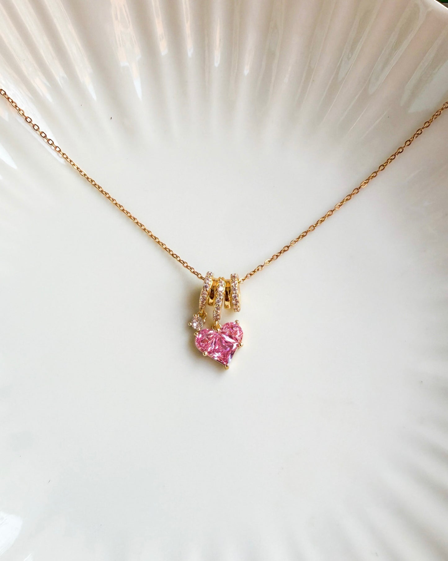 Pink heart Charm necklace