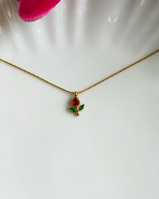Viral mini tulip necklace red