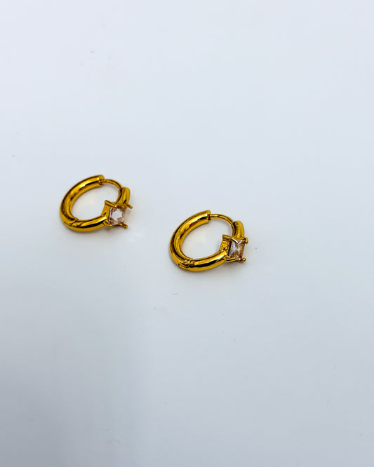 Small square stone huggies