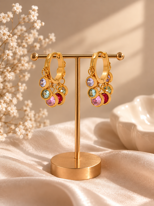 The modern jhumka huggies (multi colour)