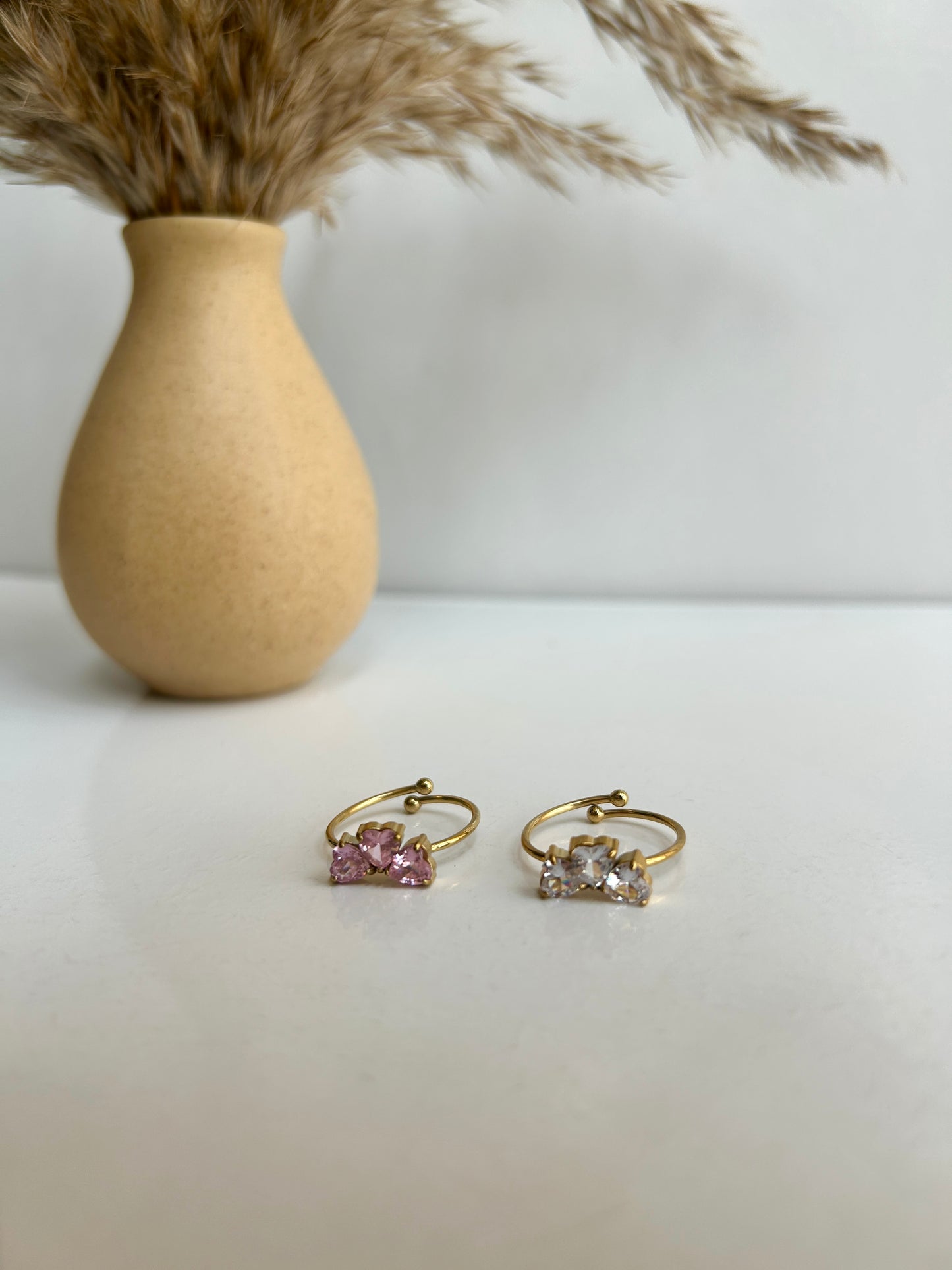 3heart stone adjustable ring