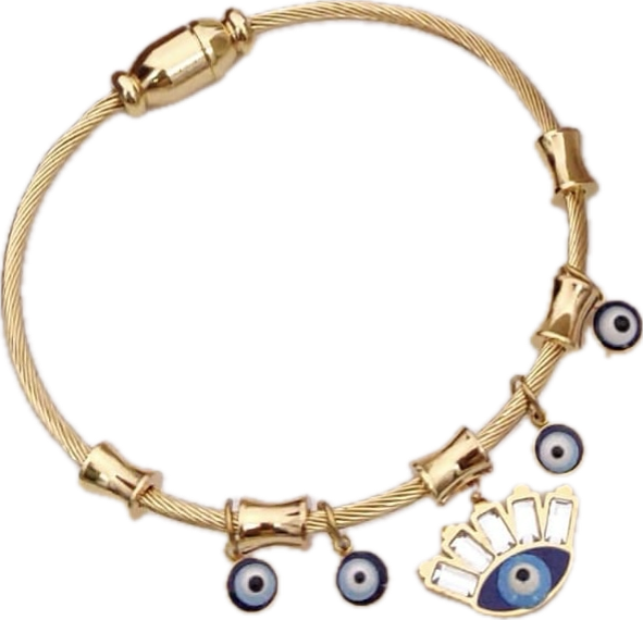Evil eye charm thin wrist bracelet