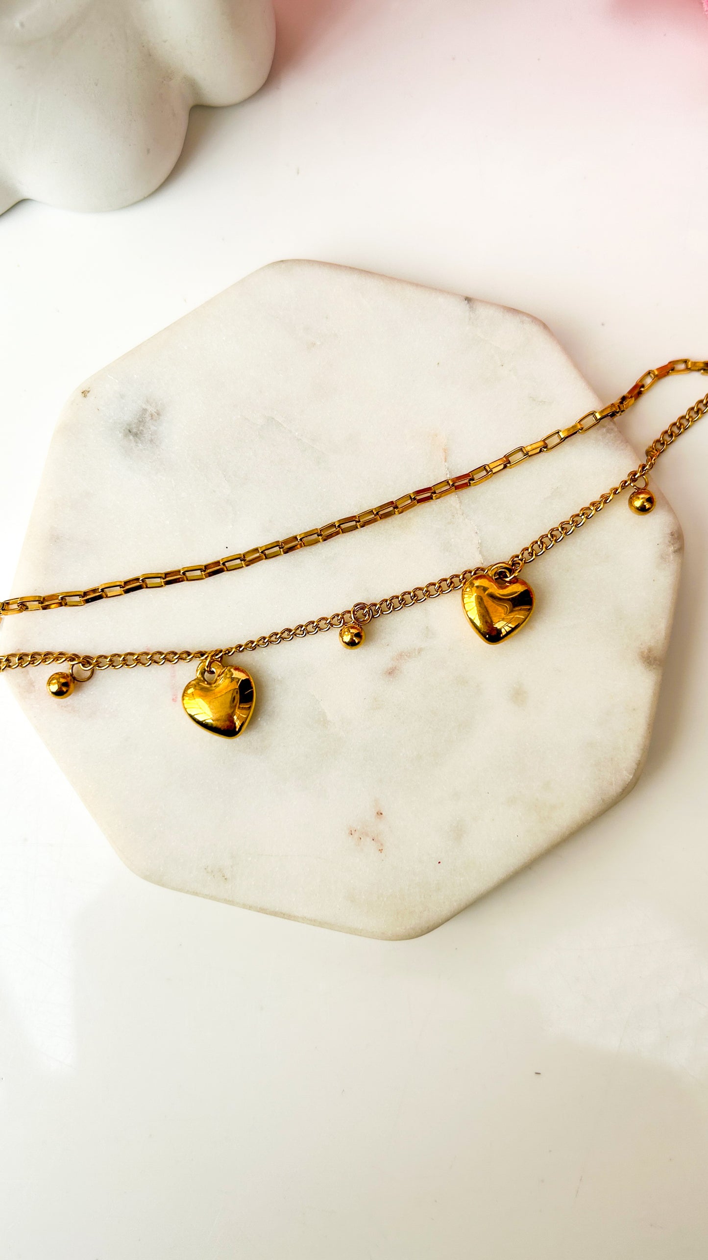 Layered heart charm bracelet 2.0