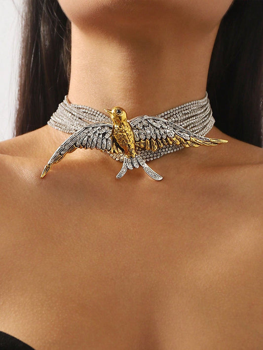 Bird rhinestone choker