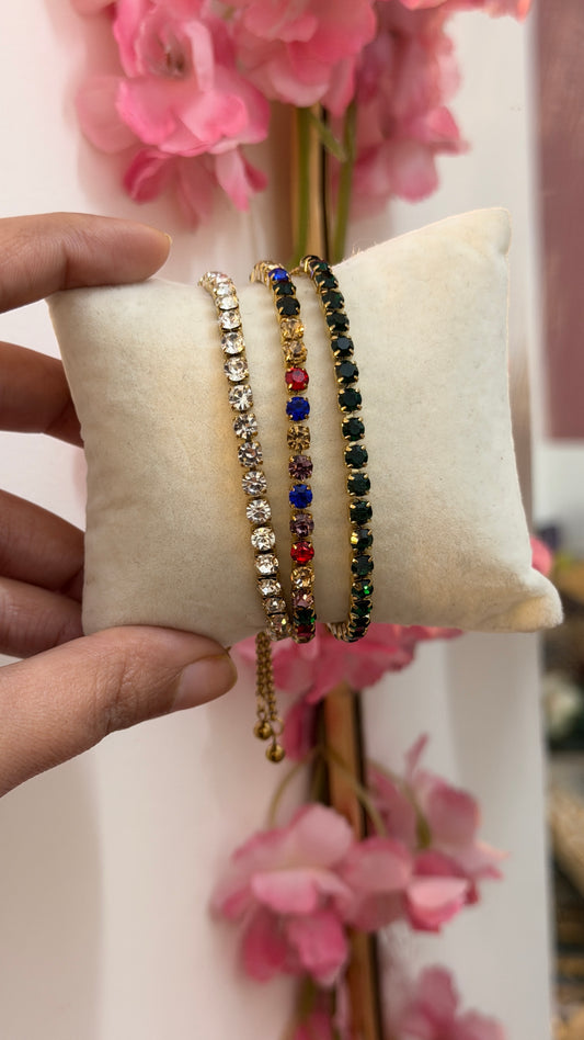 Adjustable tennis bracelet ( round stone)