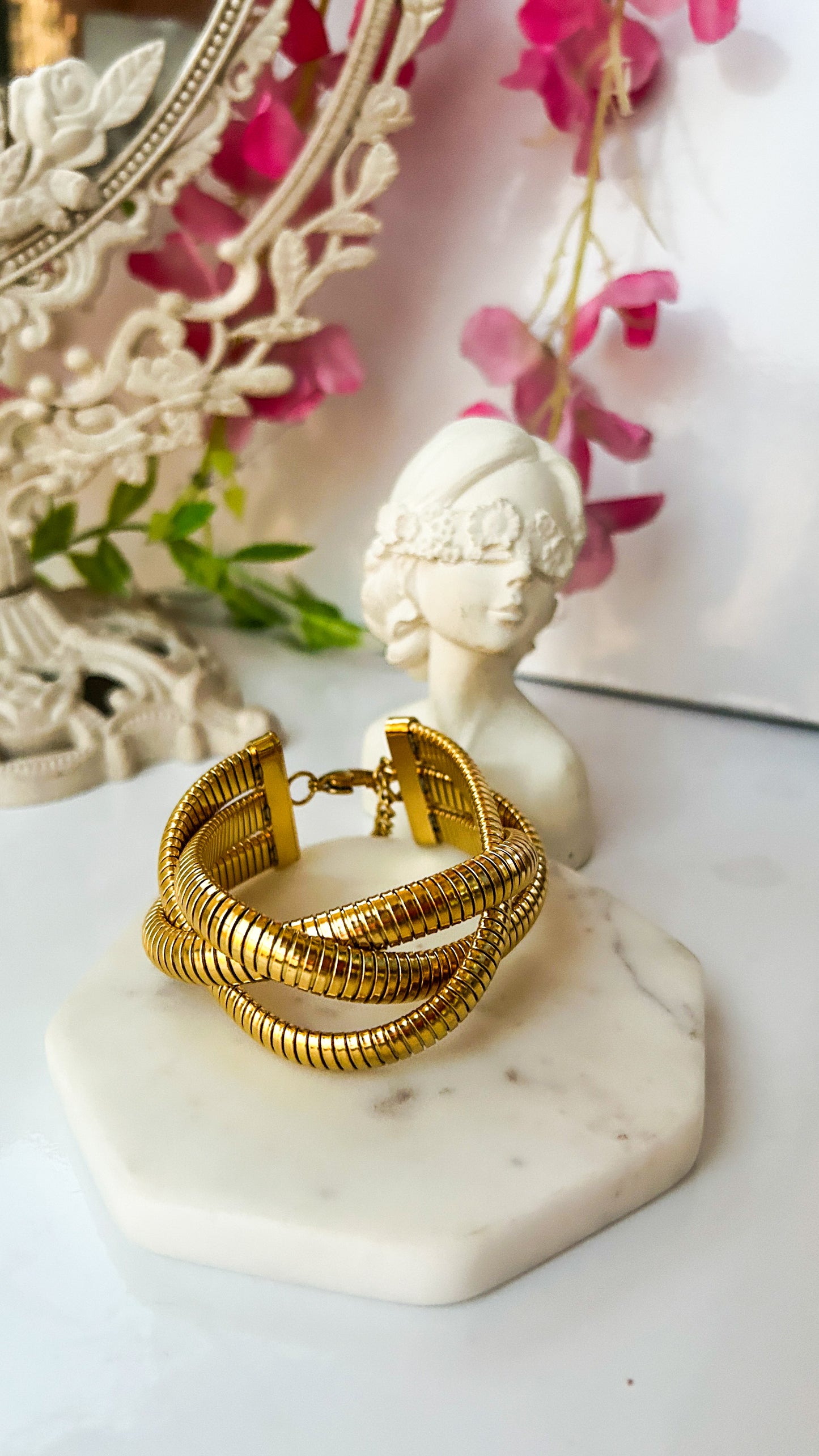 Adjustable Layered coil bracelet