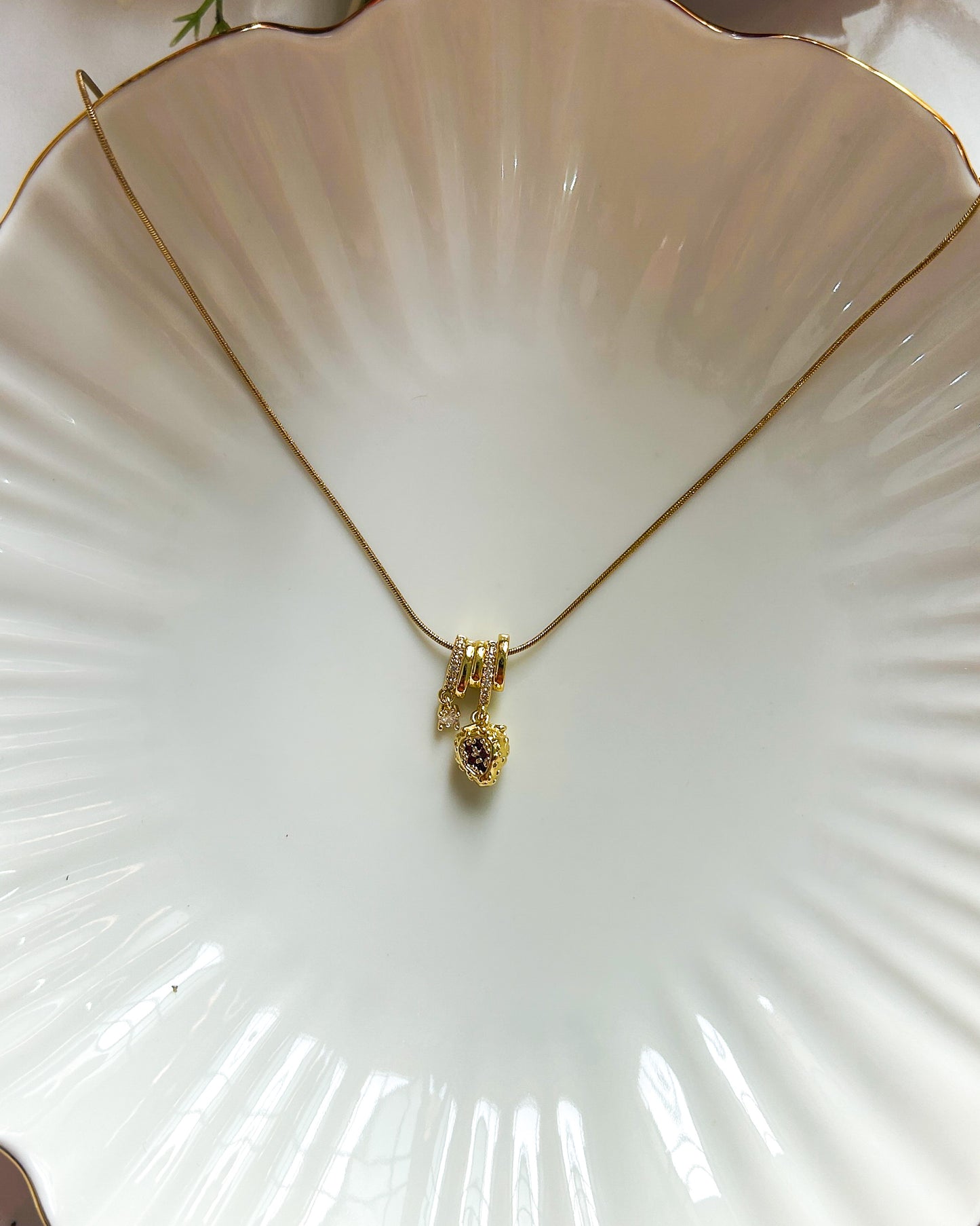 Strawberry charm necklace