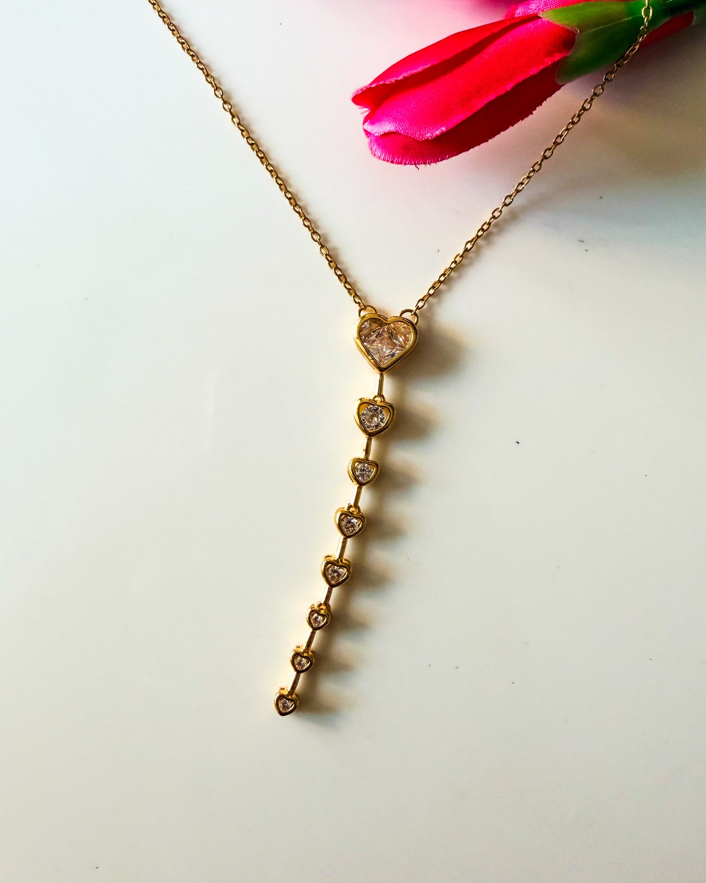 Heart dangling Y necklace