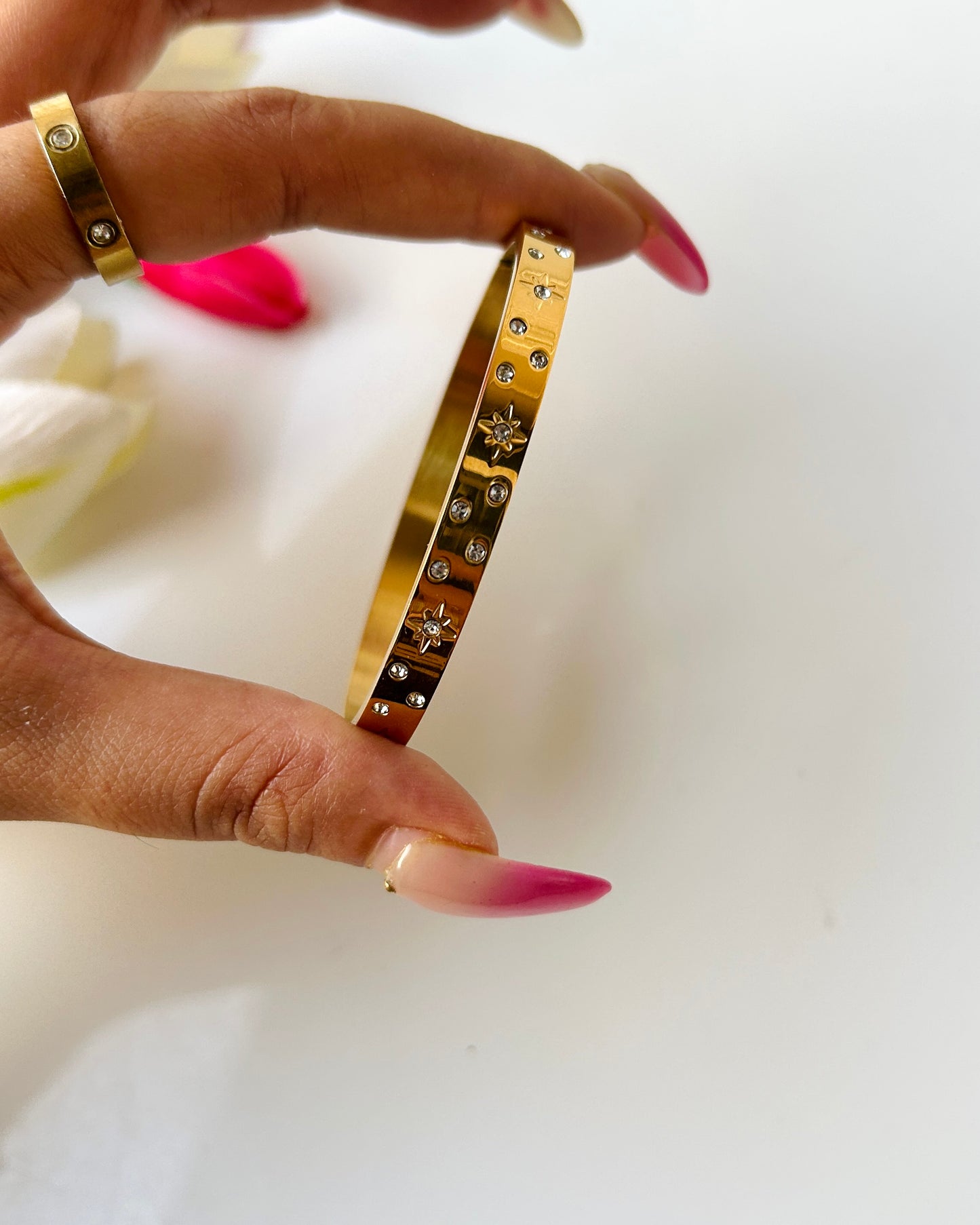Studded white stone bracelet