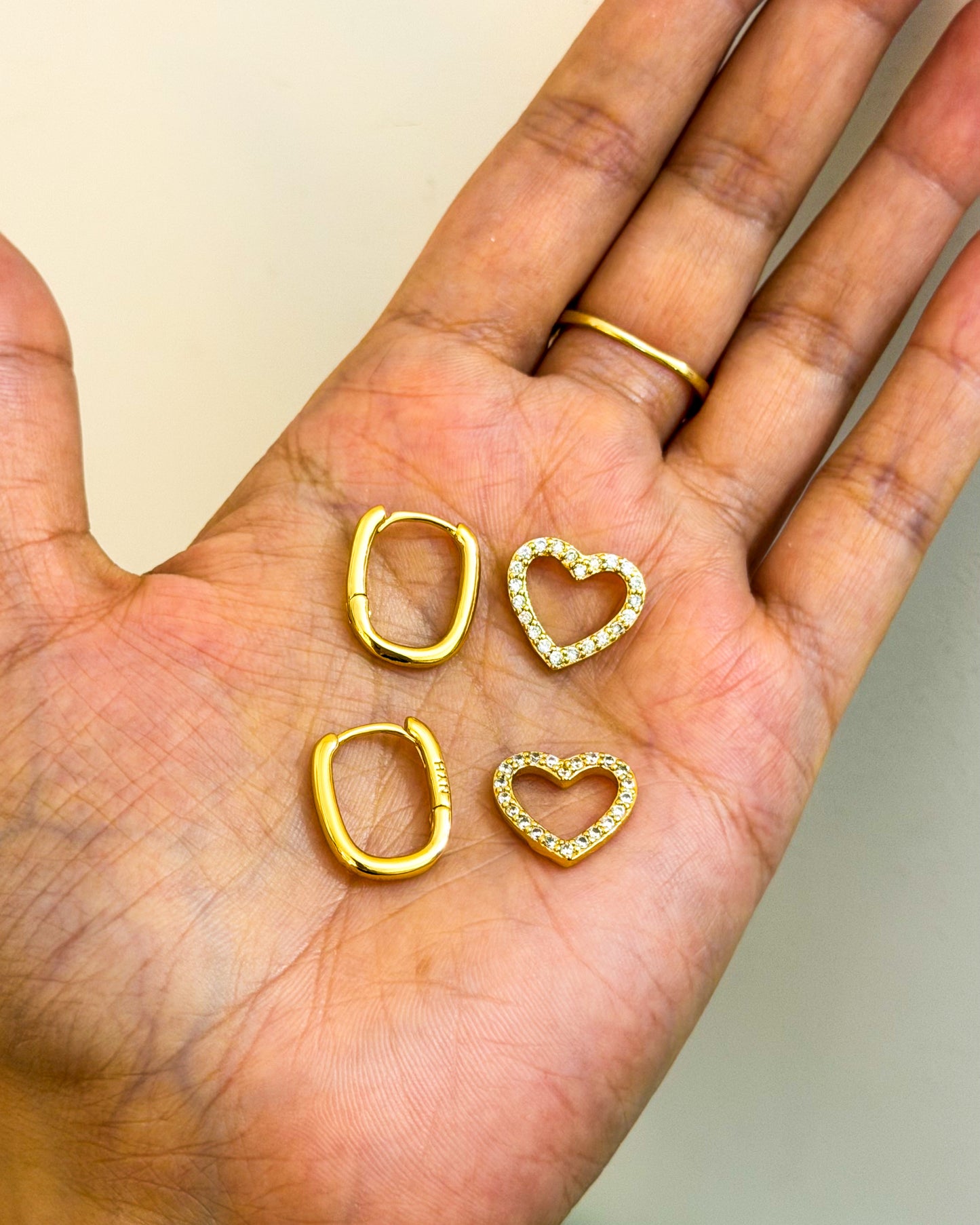 Detachable Studded loop heart Huggies