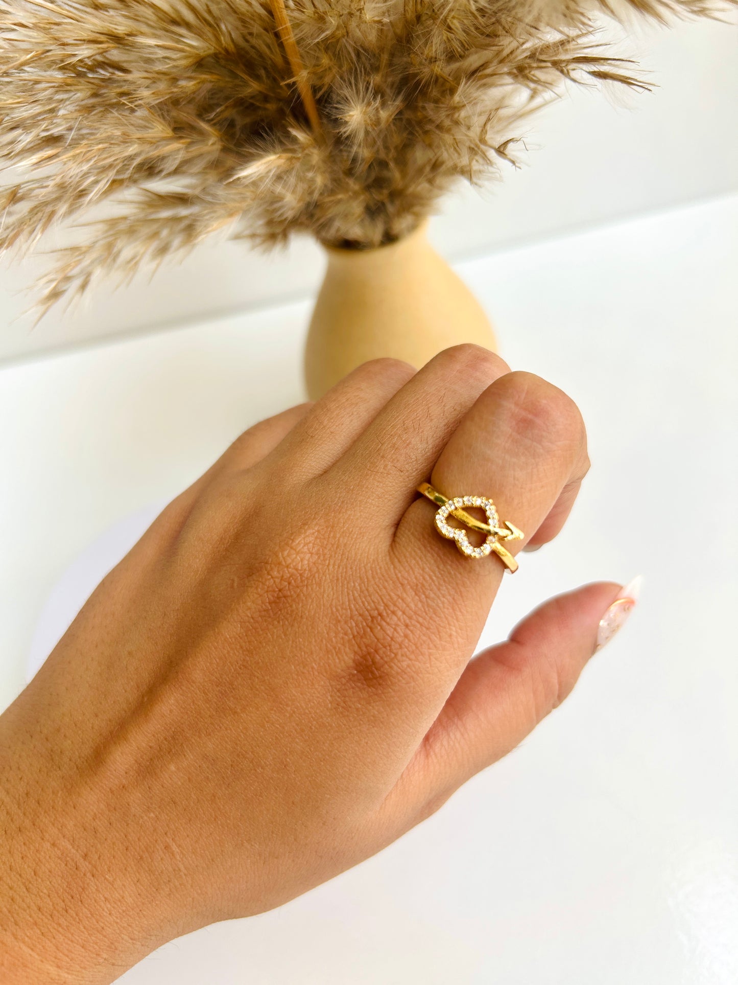 Love heart adjustable ring