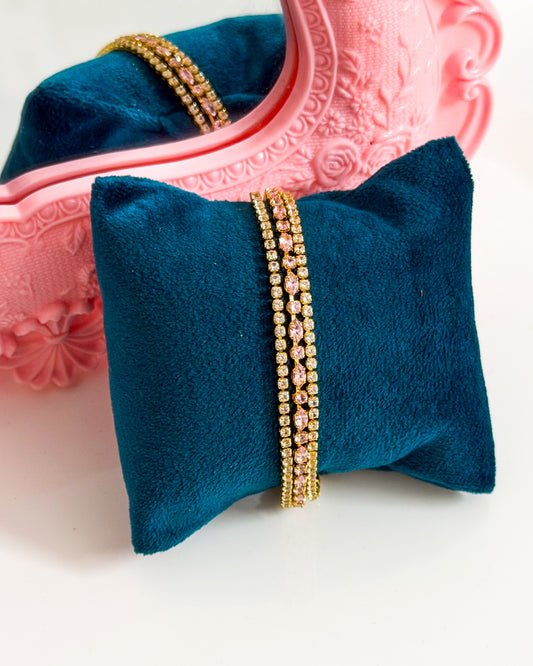 Thin tennis with pink stone tennis bracelet