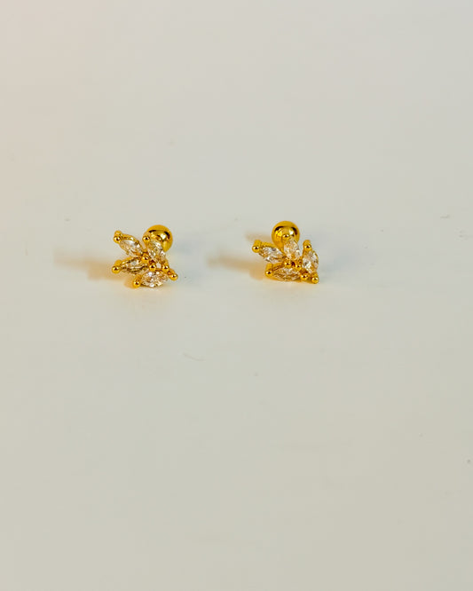 4 petal leaf ball back studs