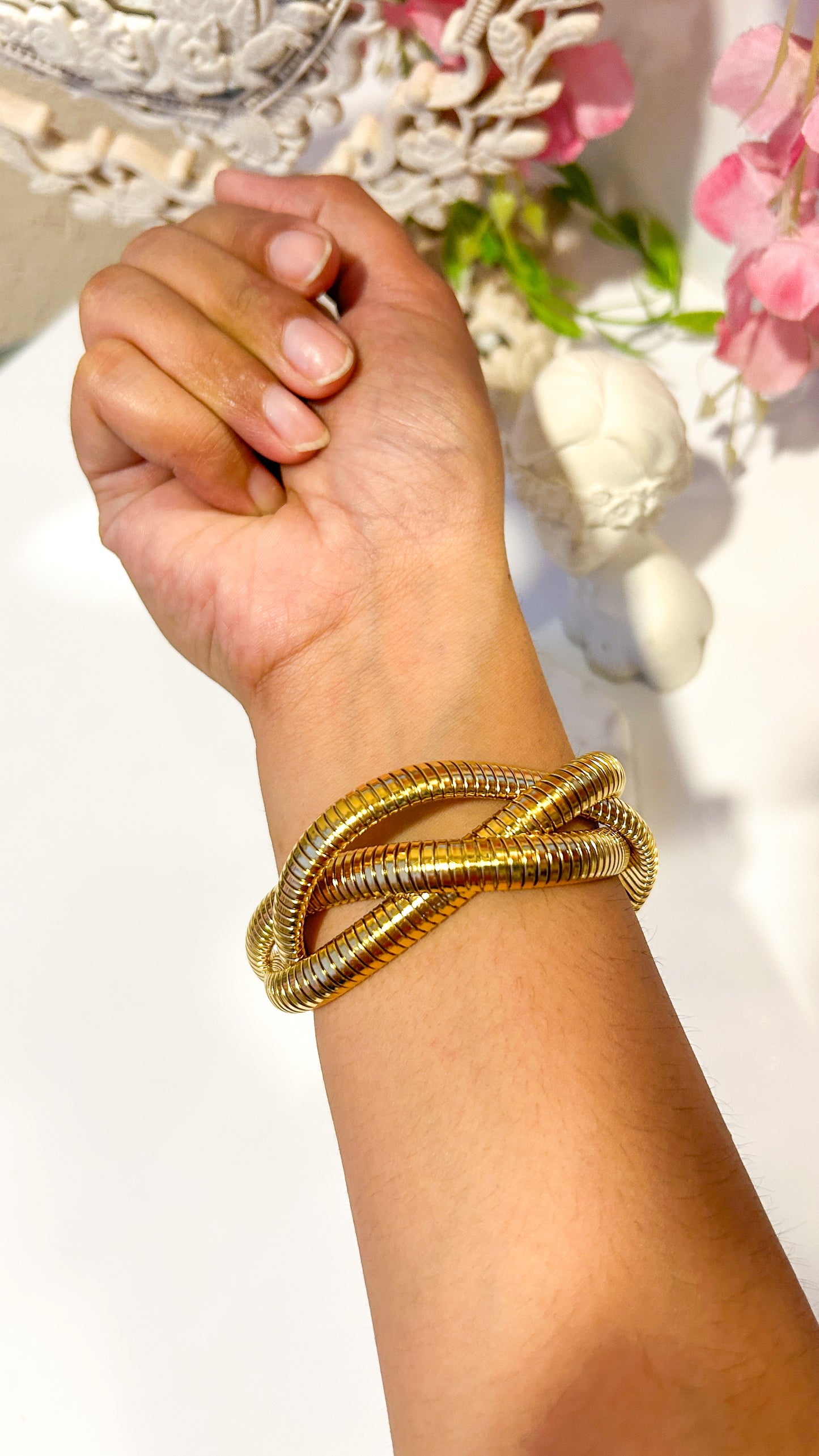 Adjustable Layered coil bracelet