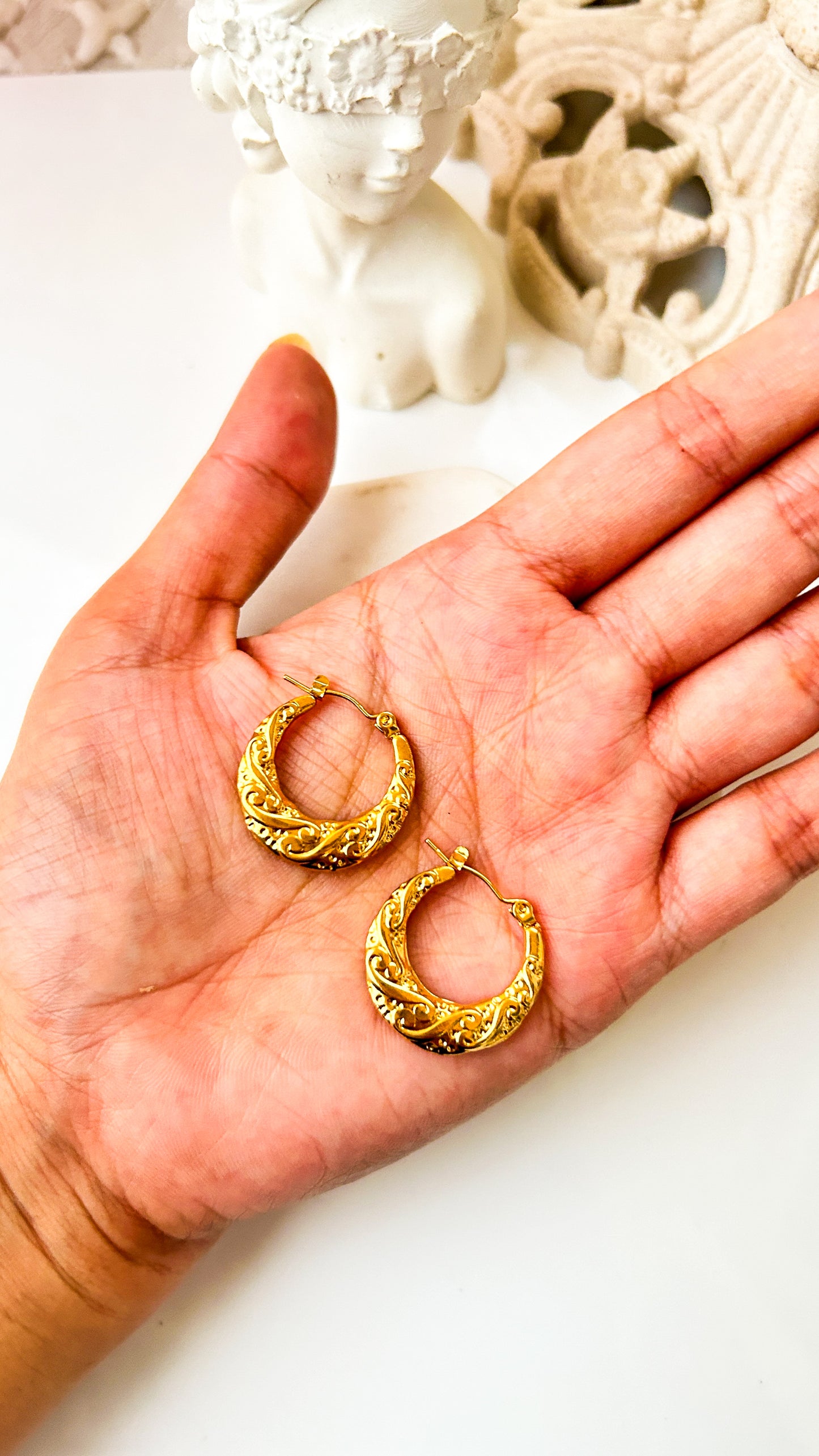 Vintage detailing hoops