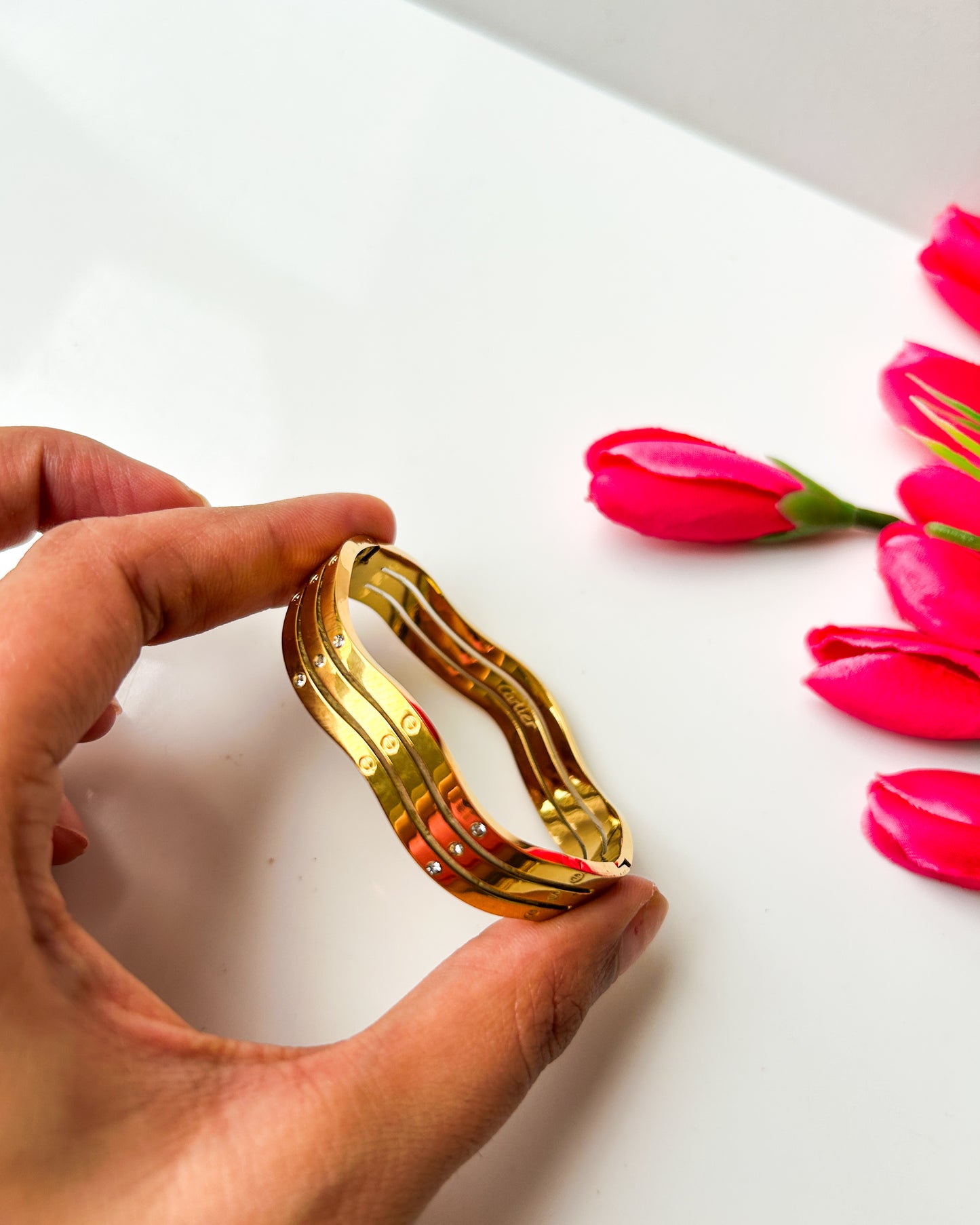 Layered cartier thin wrist bracelet