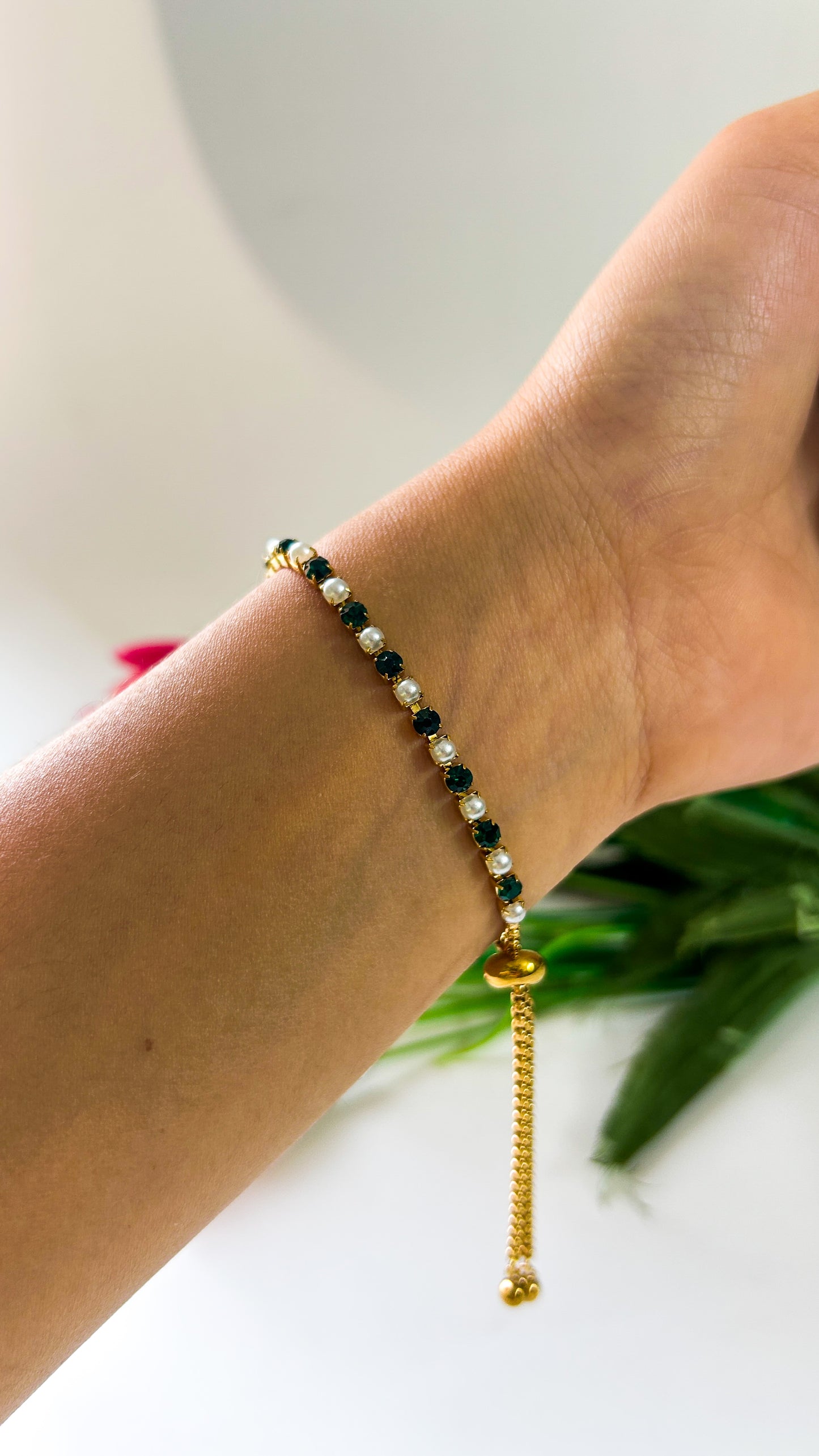 Forest pearl adjustable bracelet