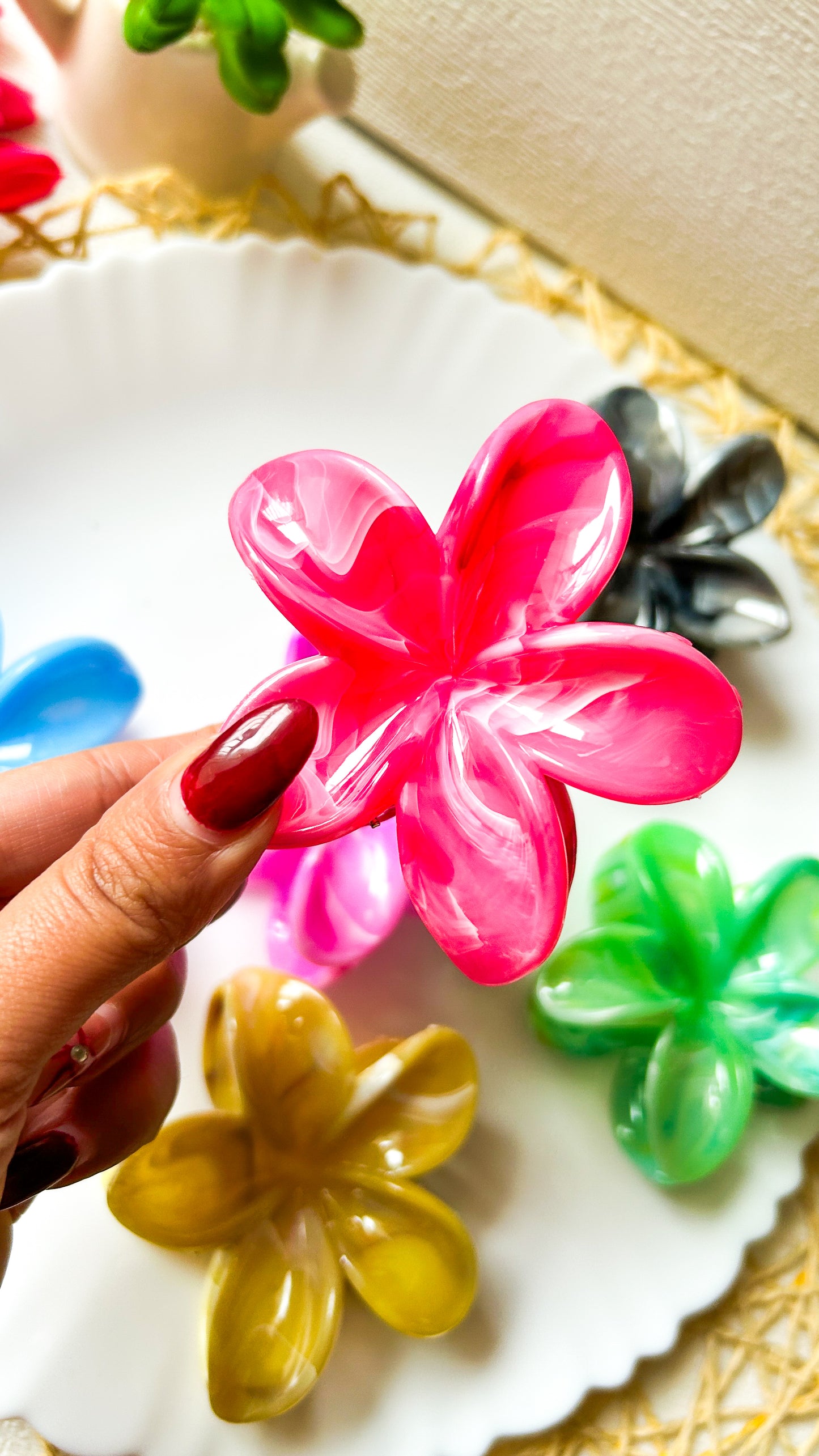 Big floral claw-marble effect.