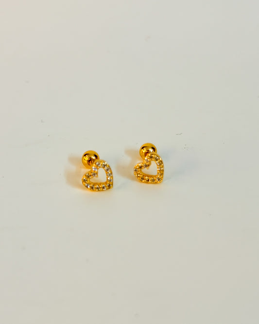 Mini hollow heart ball back studs