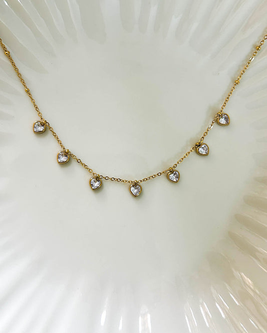 White heart stone necklace