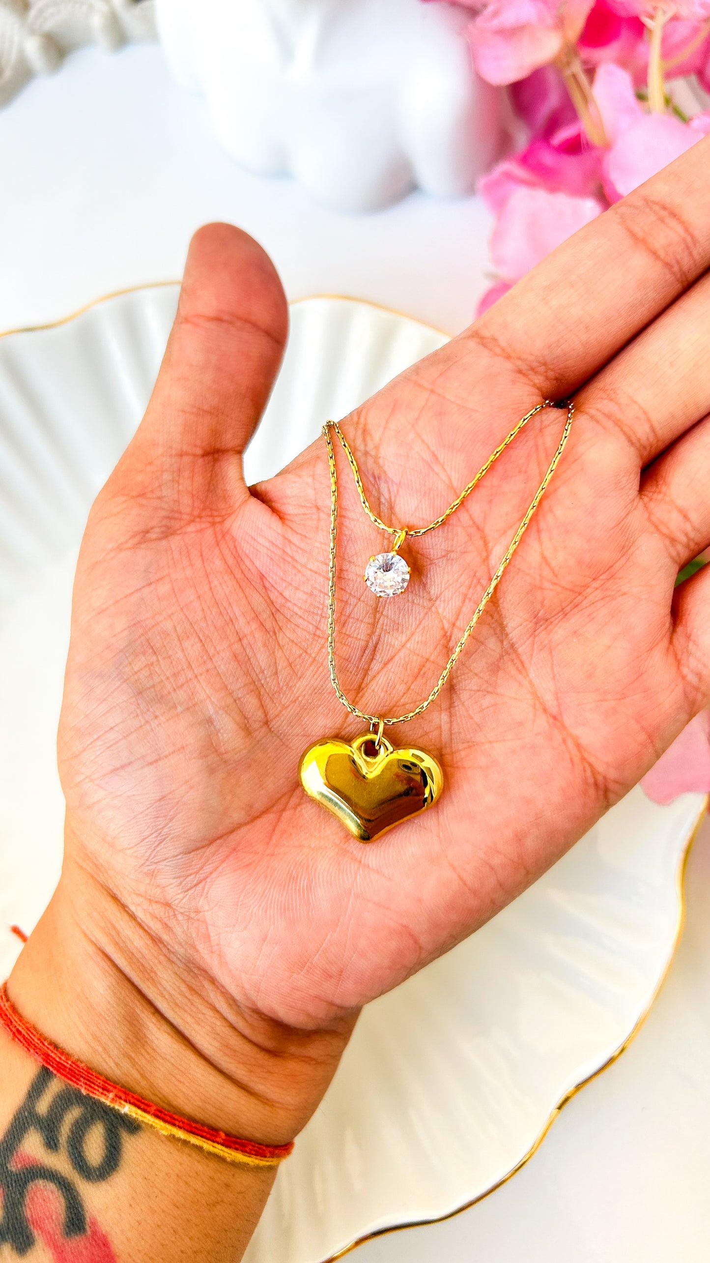 Heart and stone necklace