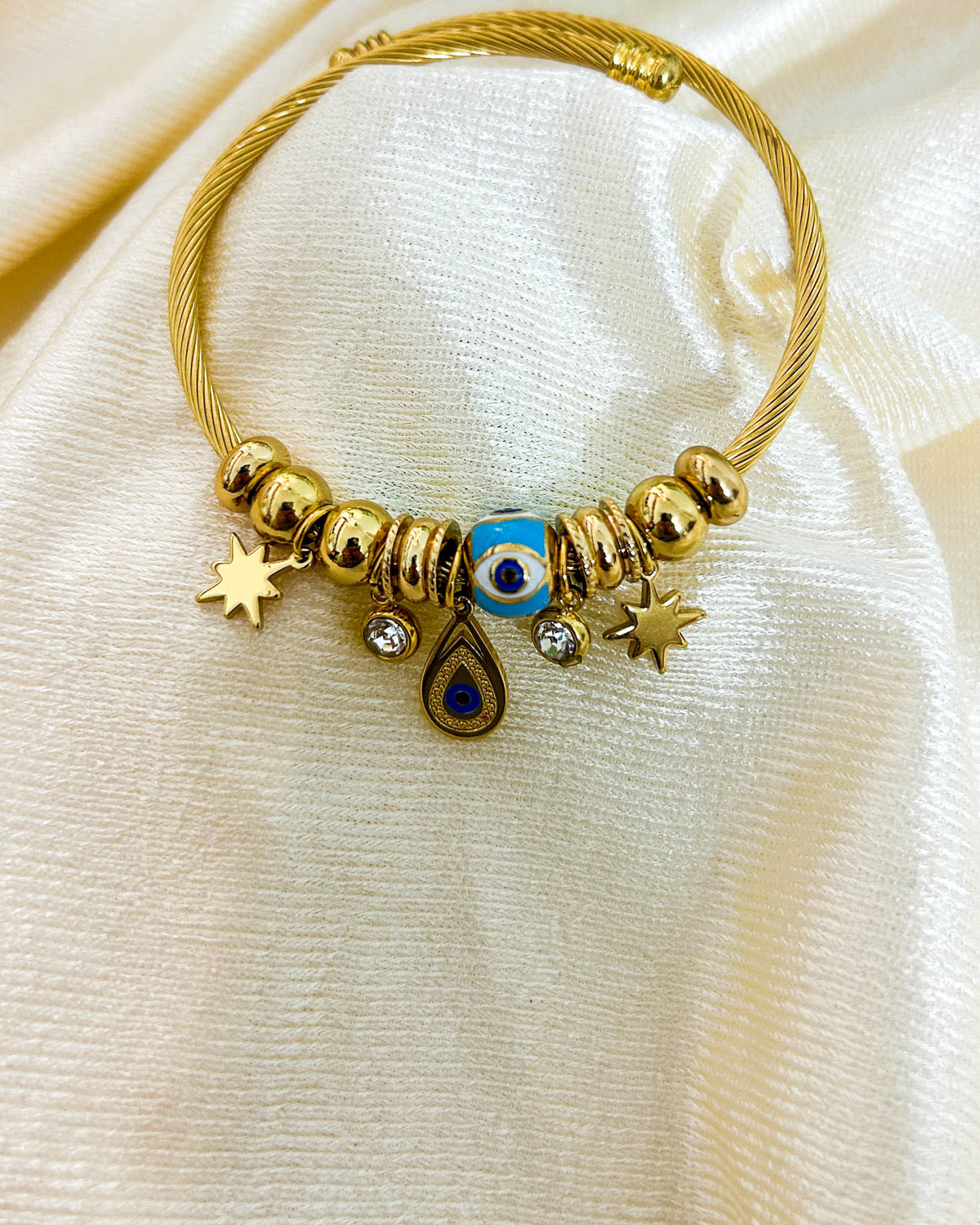 Drop evil eye charm bracelet