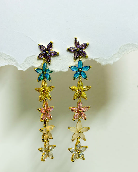 Multicoloured flower hanging earring