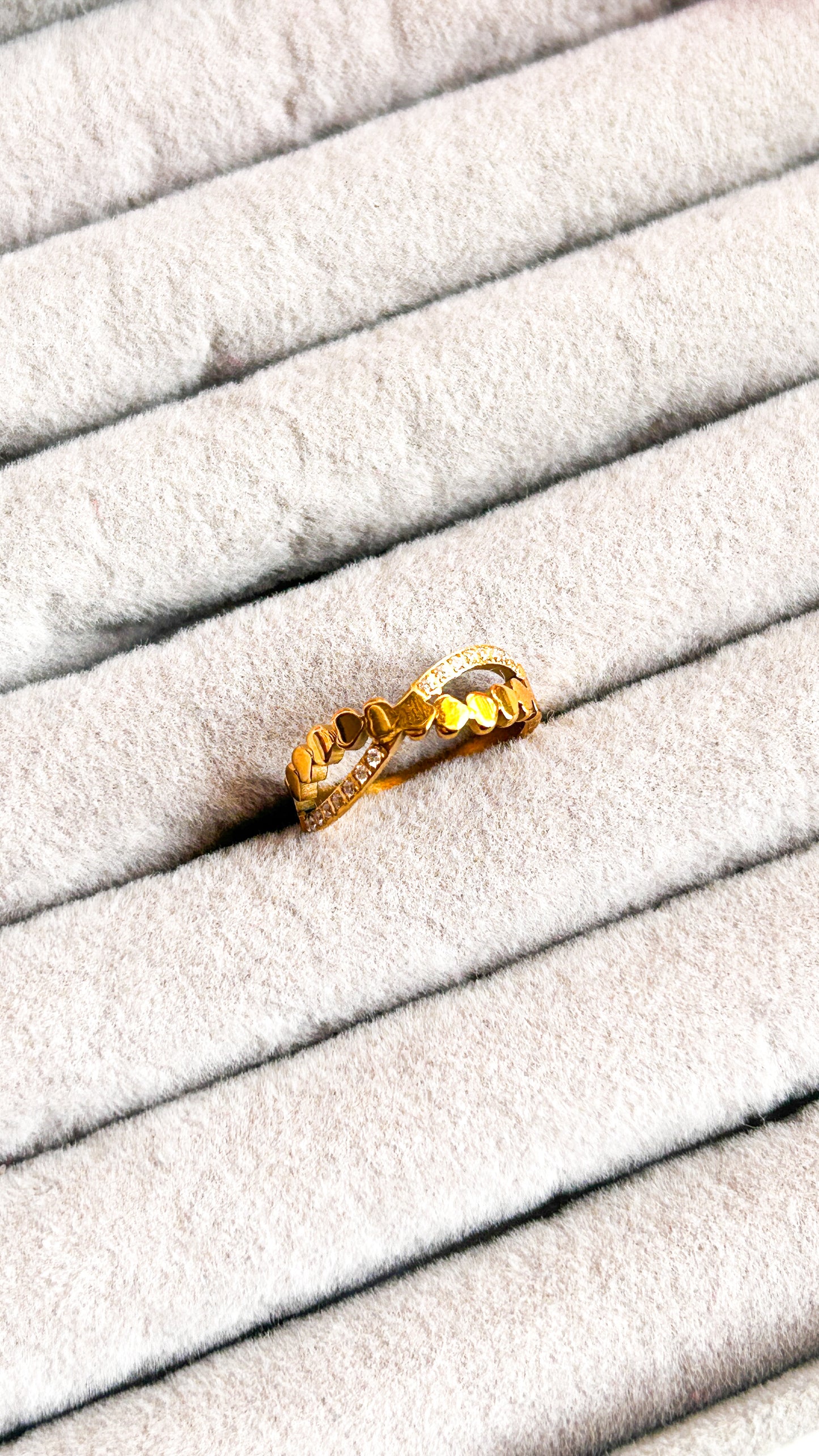 Infinity heart studded ring
