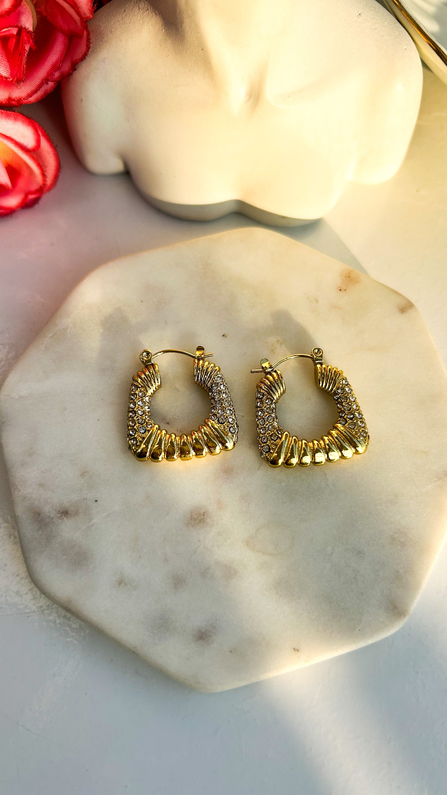 Studded drop bag hoops