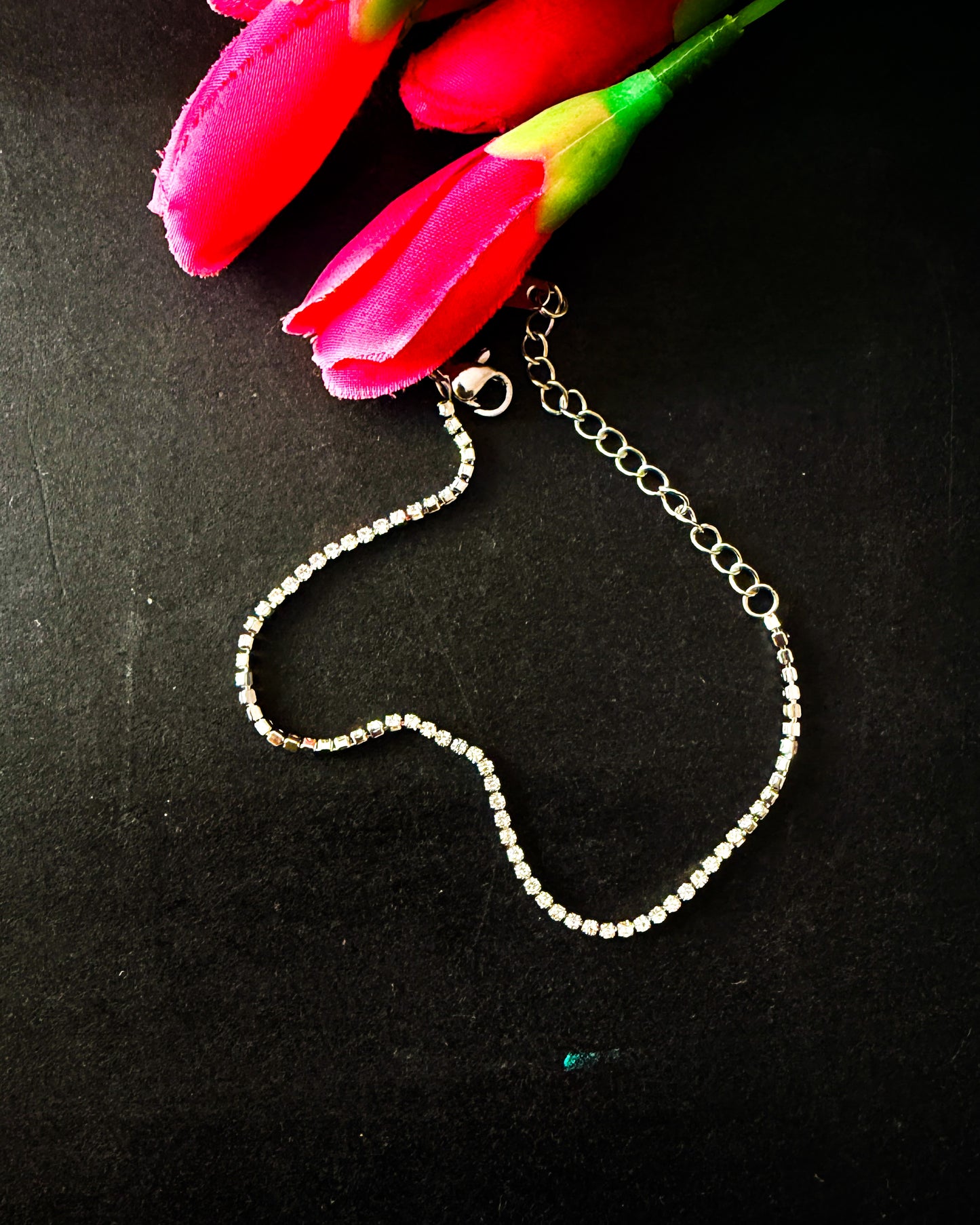 Silver ultra thin tennis bracelet