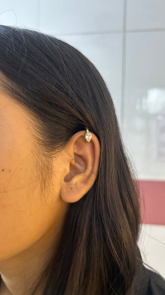 White drop stone Earcuff-pair