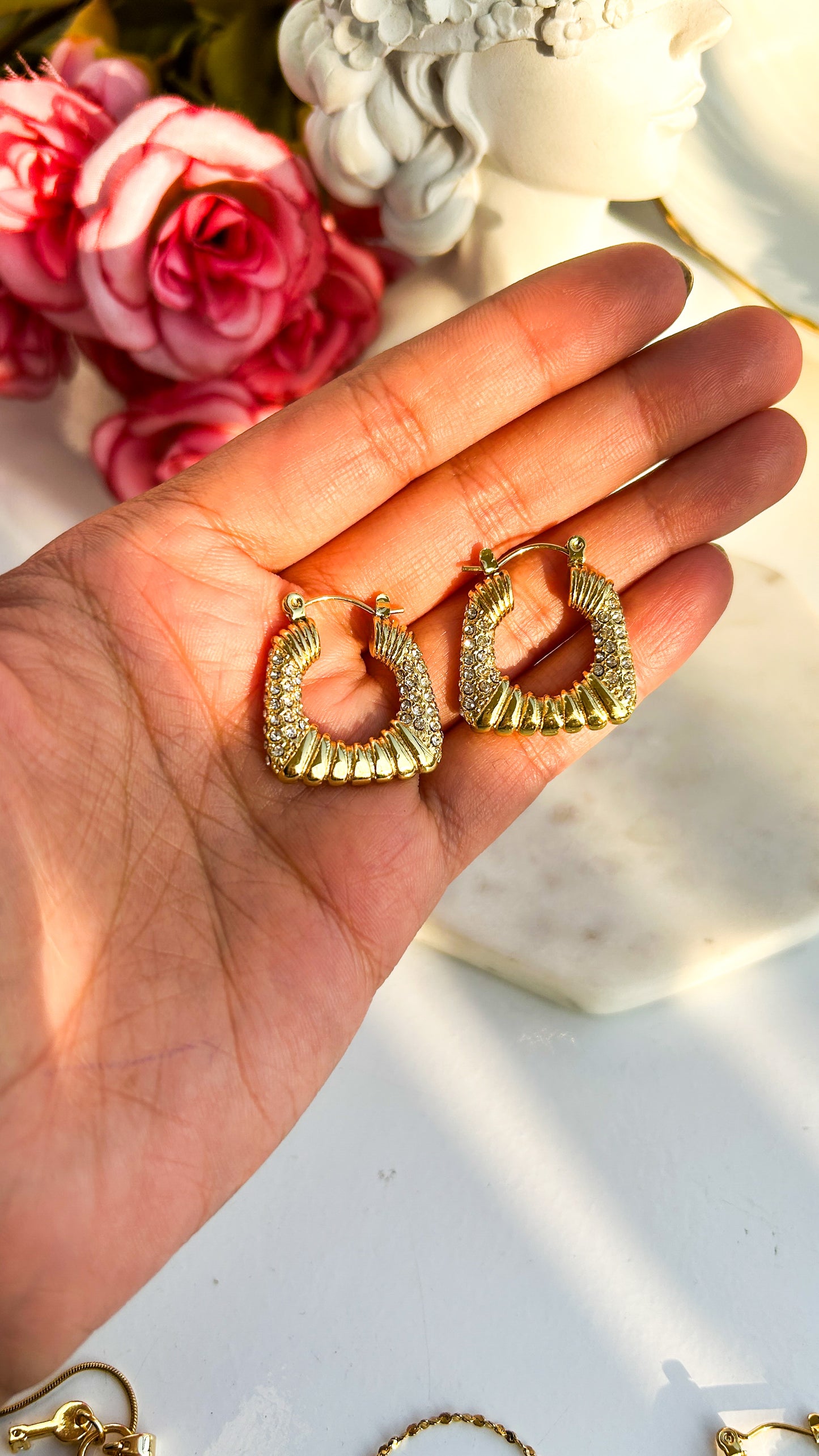 Studded drop bag hoops