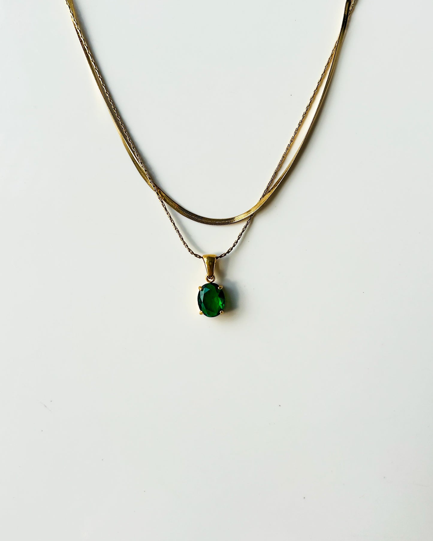 Layered solitaire necklace ( oval )