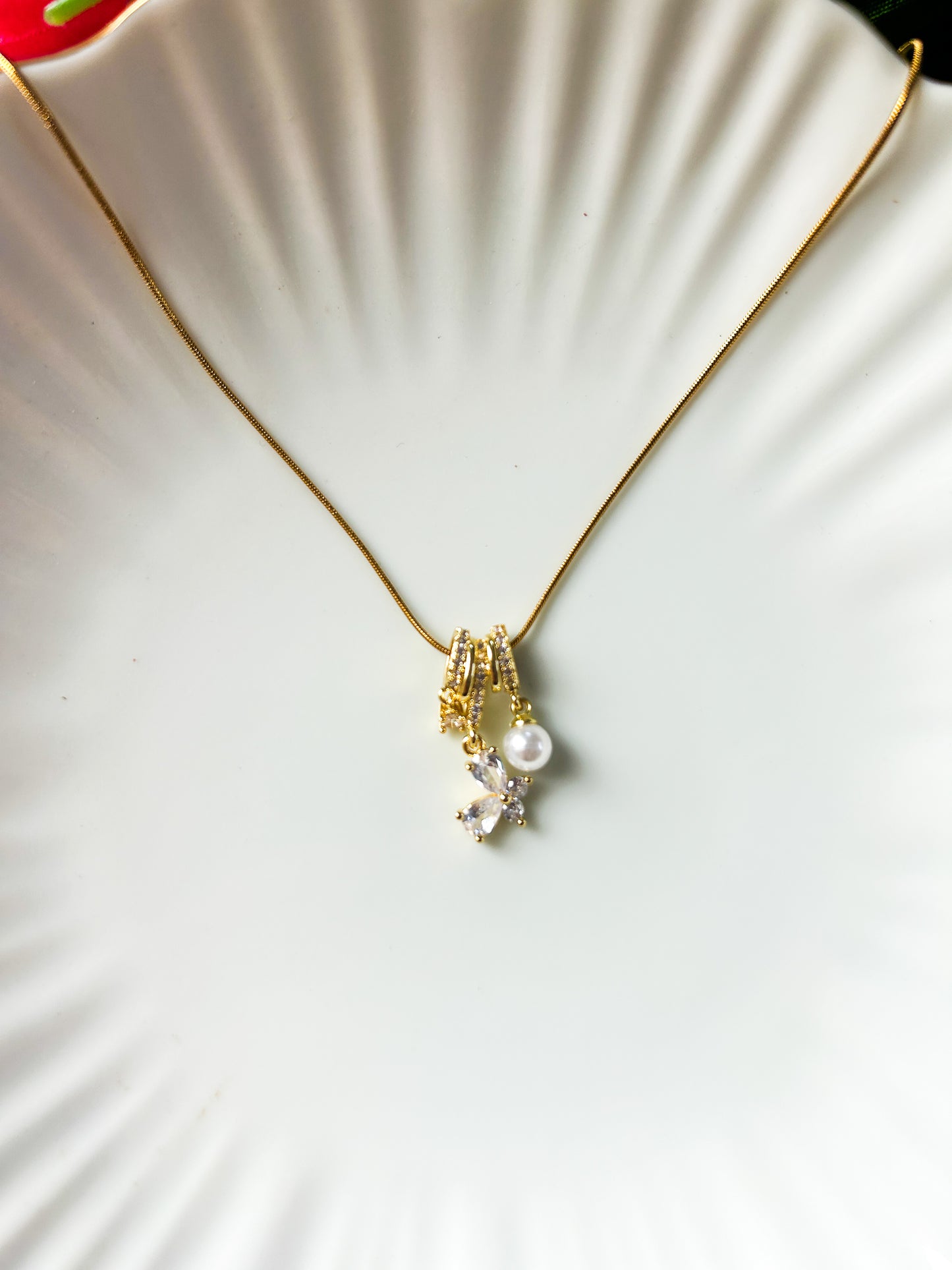 Butterfly ring charm necklaces