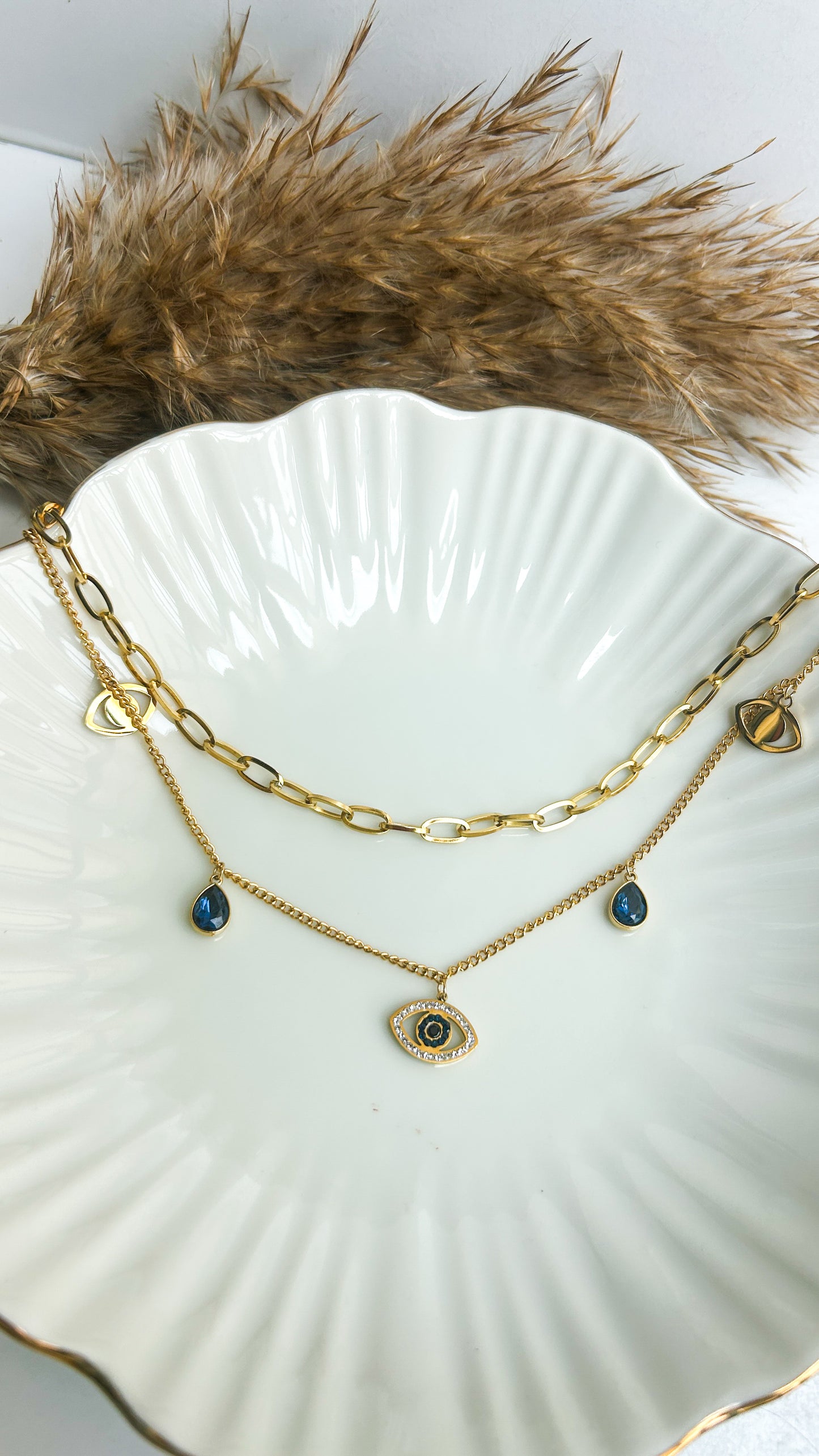 Layered evil eye necklace