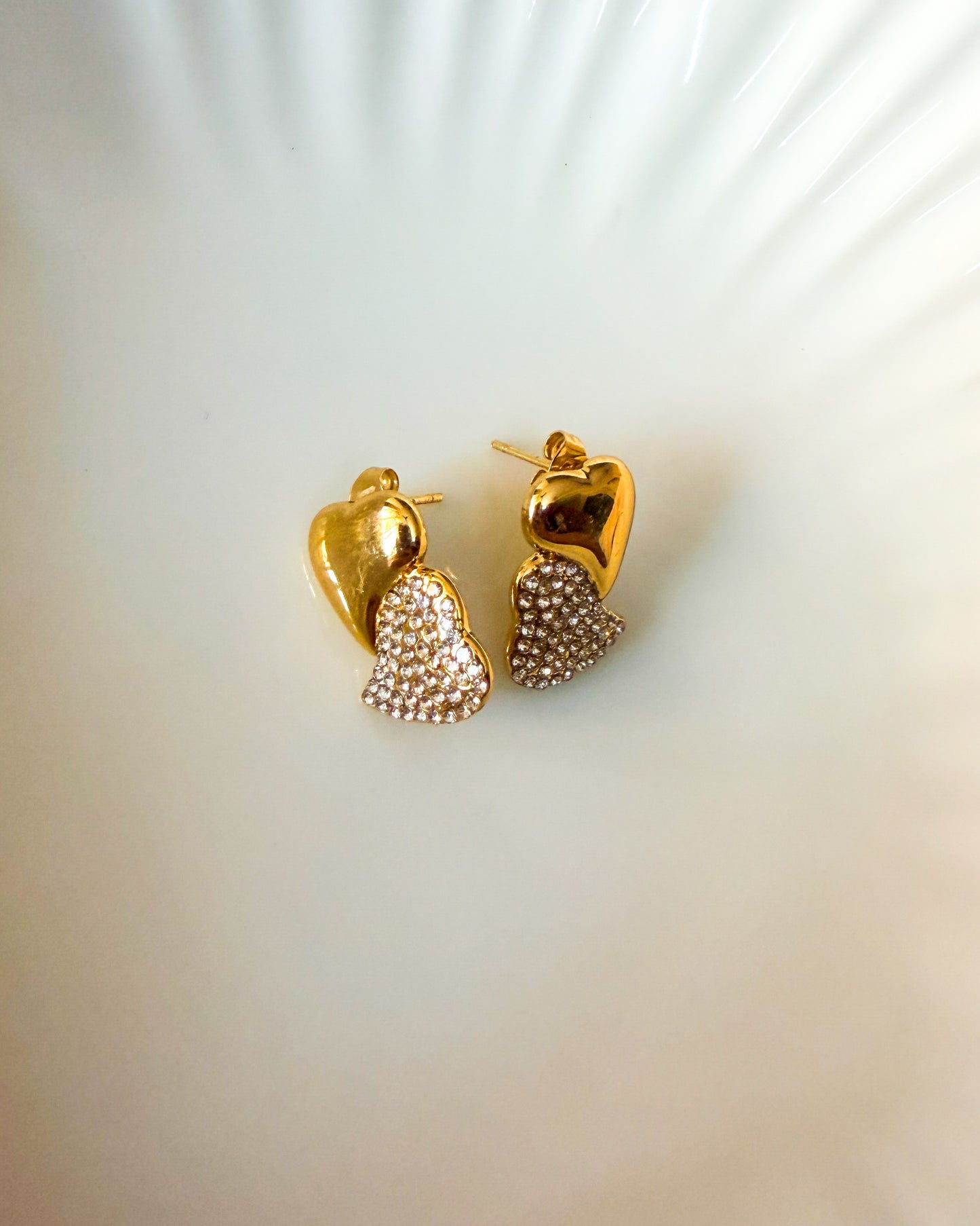 Studded dual heart earrings