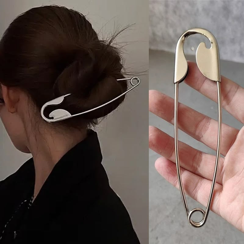 Big safety pin hair clip