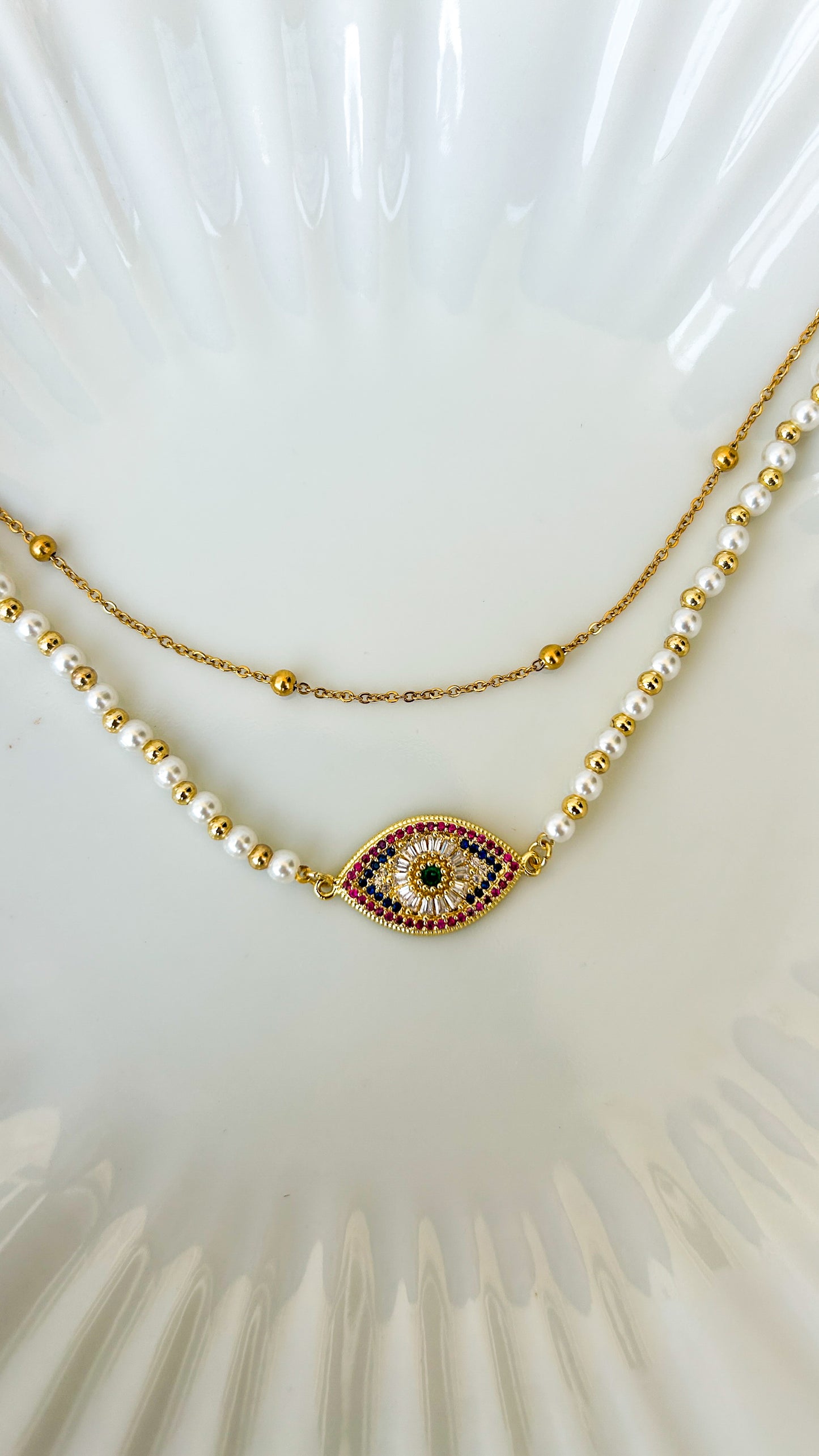 Evil eye layered chain