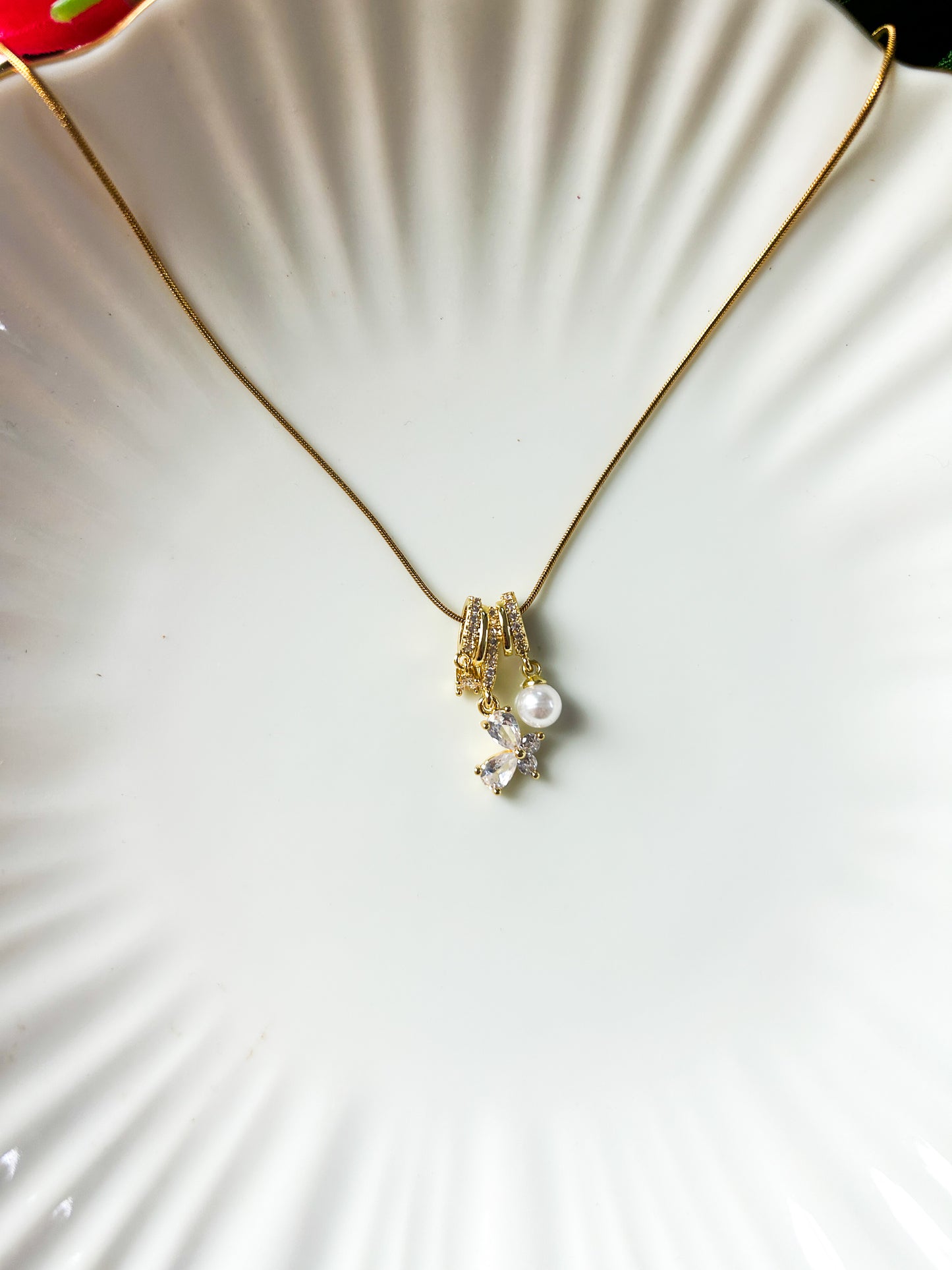 Butterfly ring charm necklaces